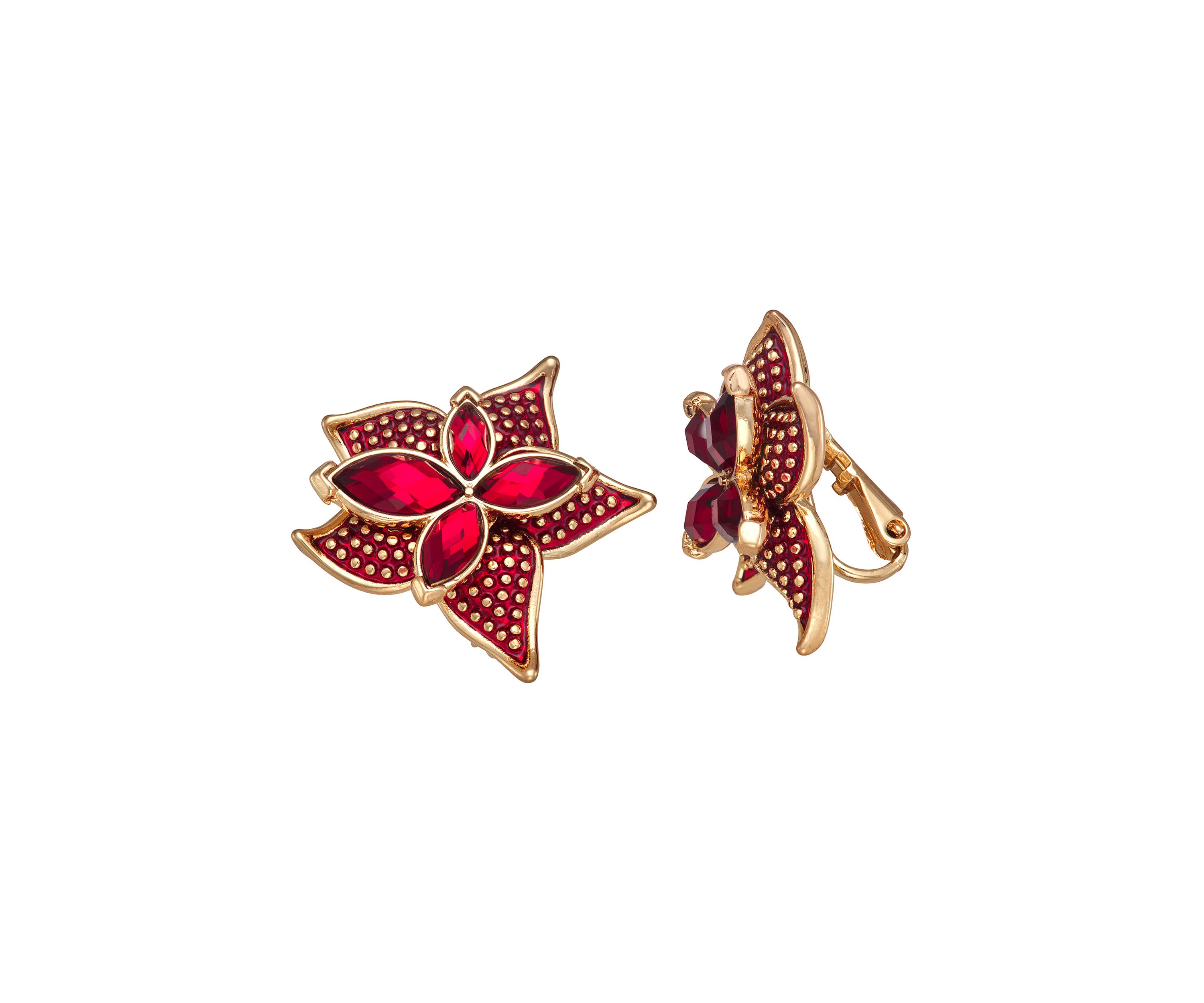  Red Poinsettia Drop Earrings