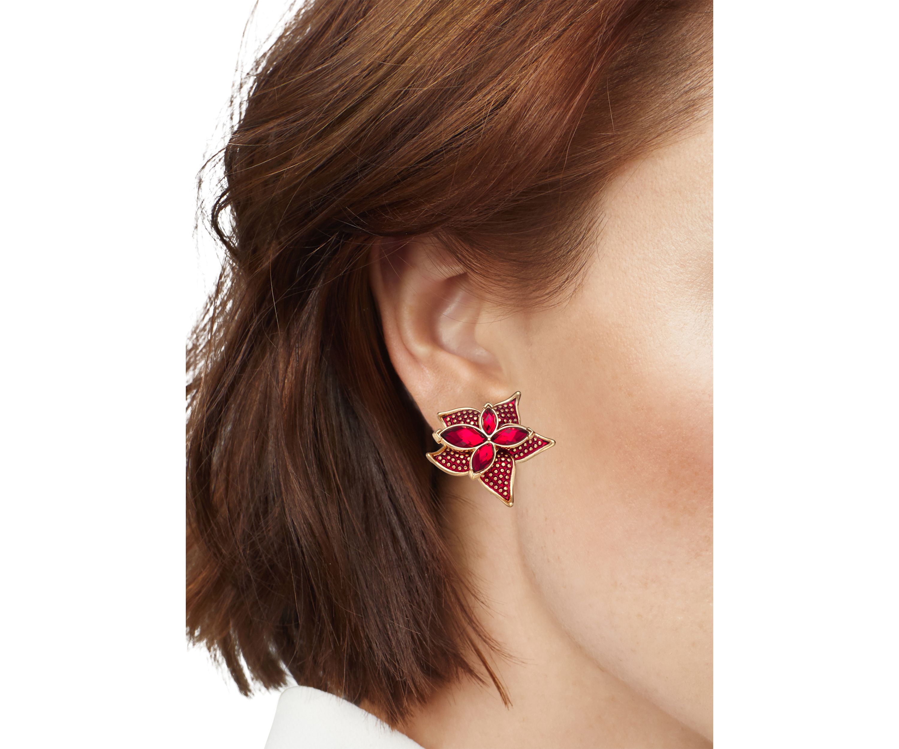  Red Poinsettia Drop Earrings