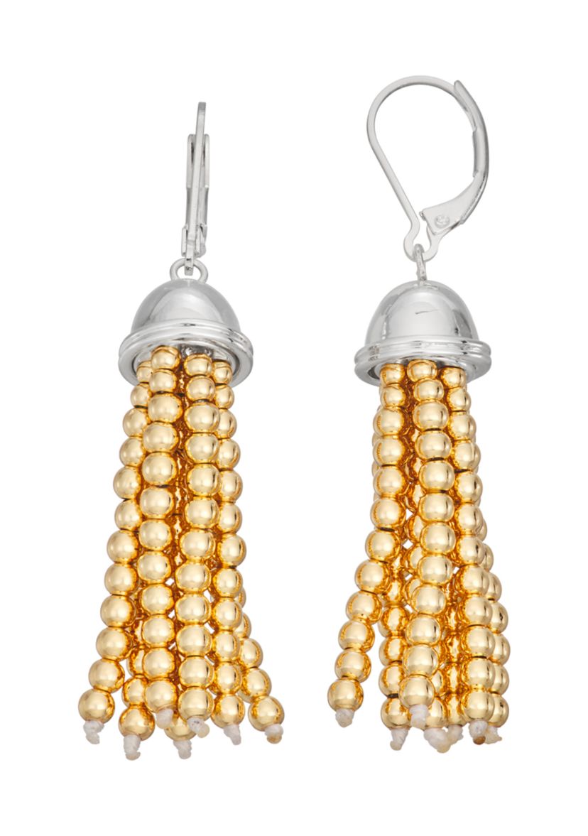 Two Tone Fringe Linear Earrings