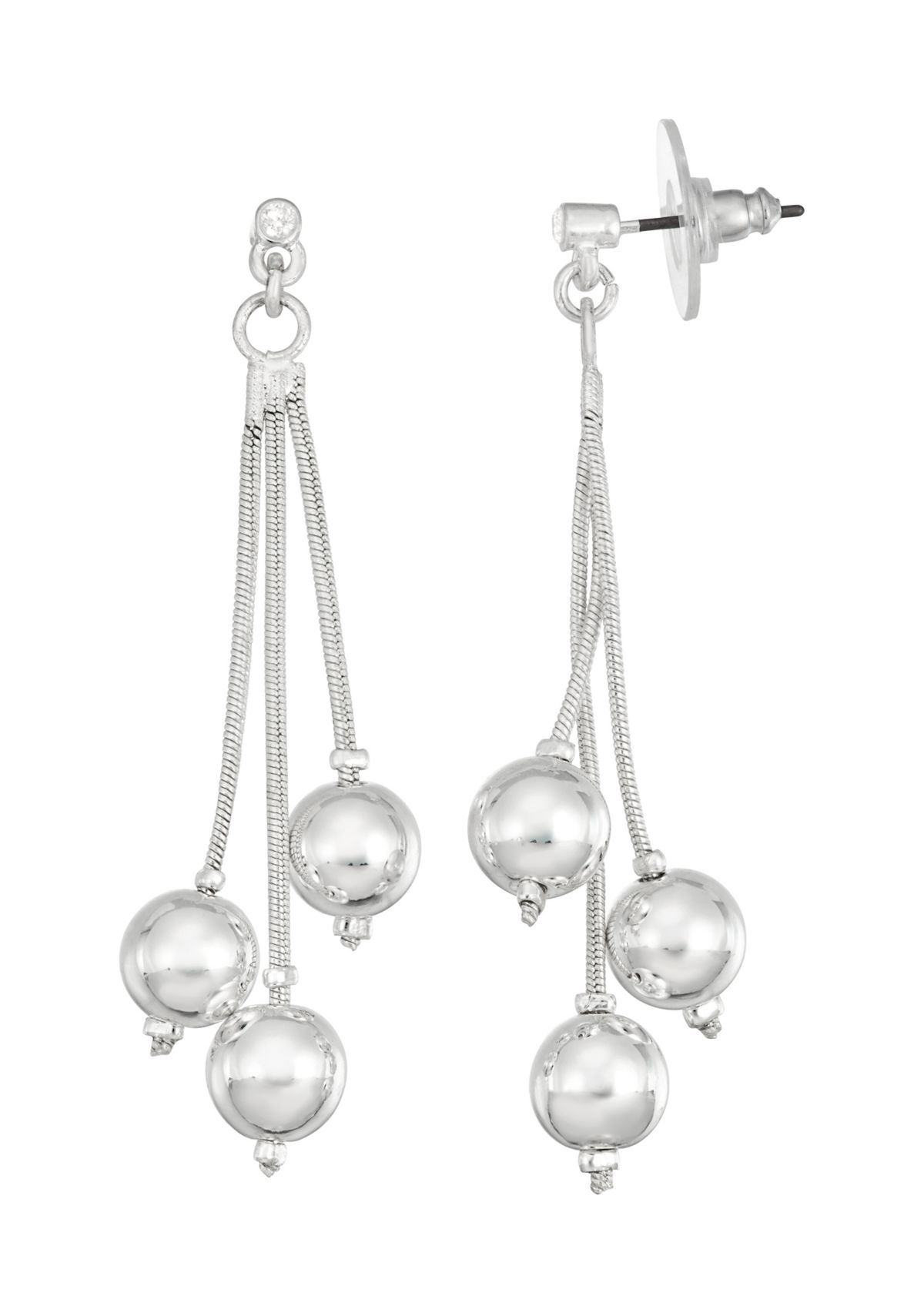 Silver Tone Snake Chain Linear Earrings