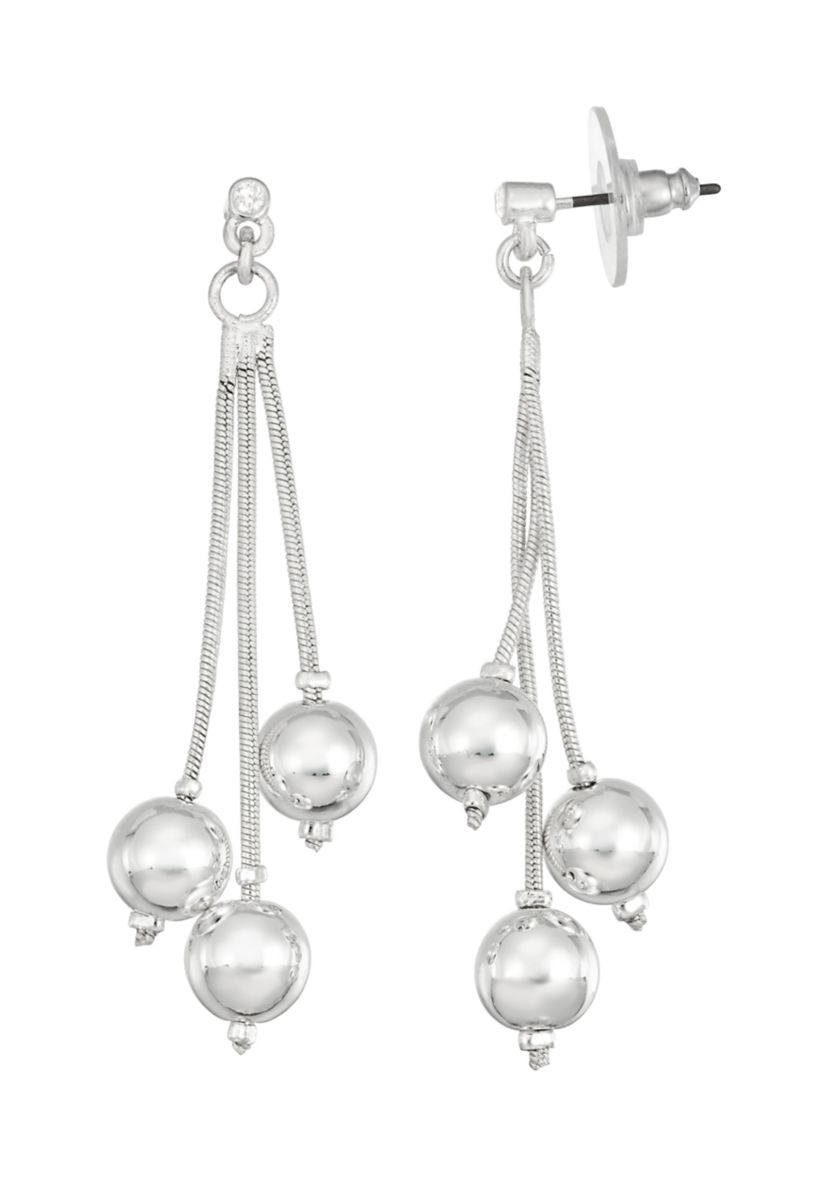 Silver Tone Snake Chain Linear Earrings