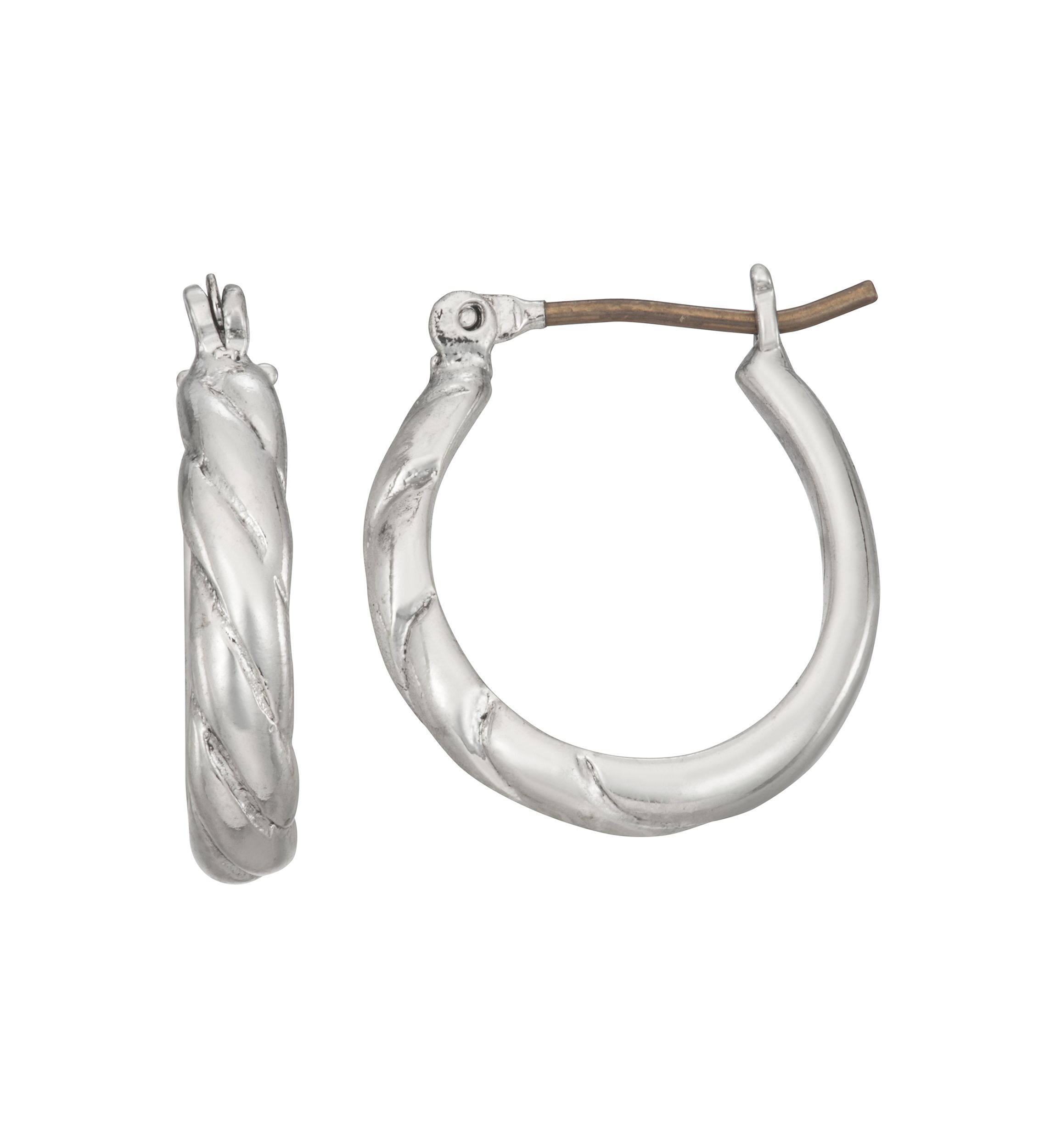 Silver Tone 15.5 Millimeter Hoop Earrings