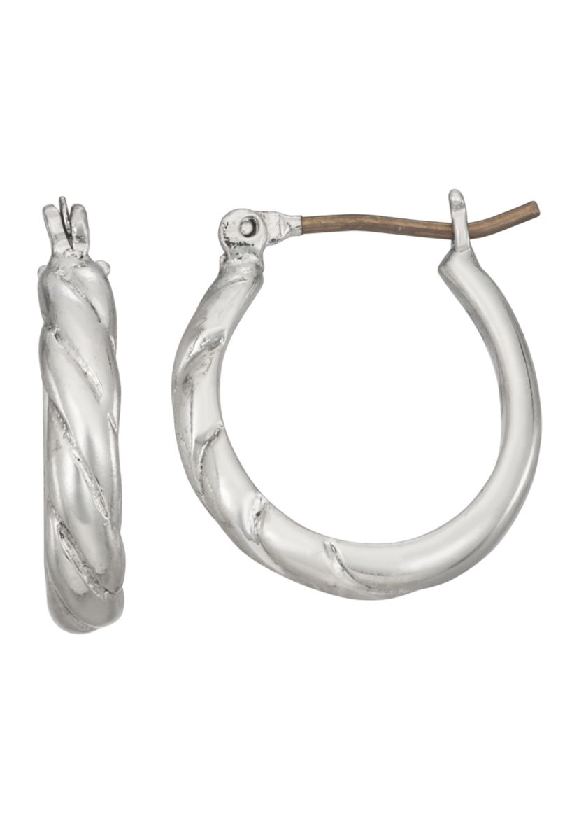 Silver Tone 15.5 Millimeter Hoop Earrings