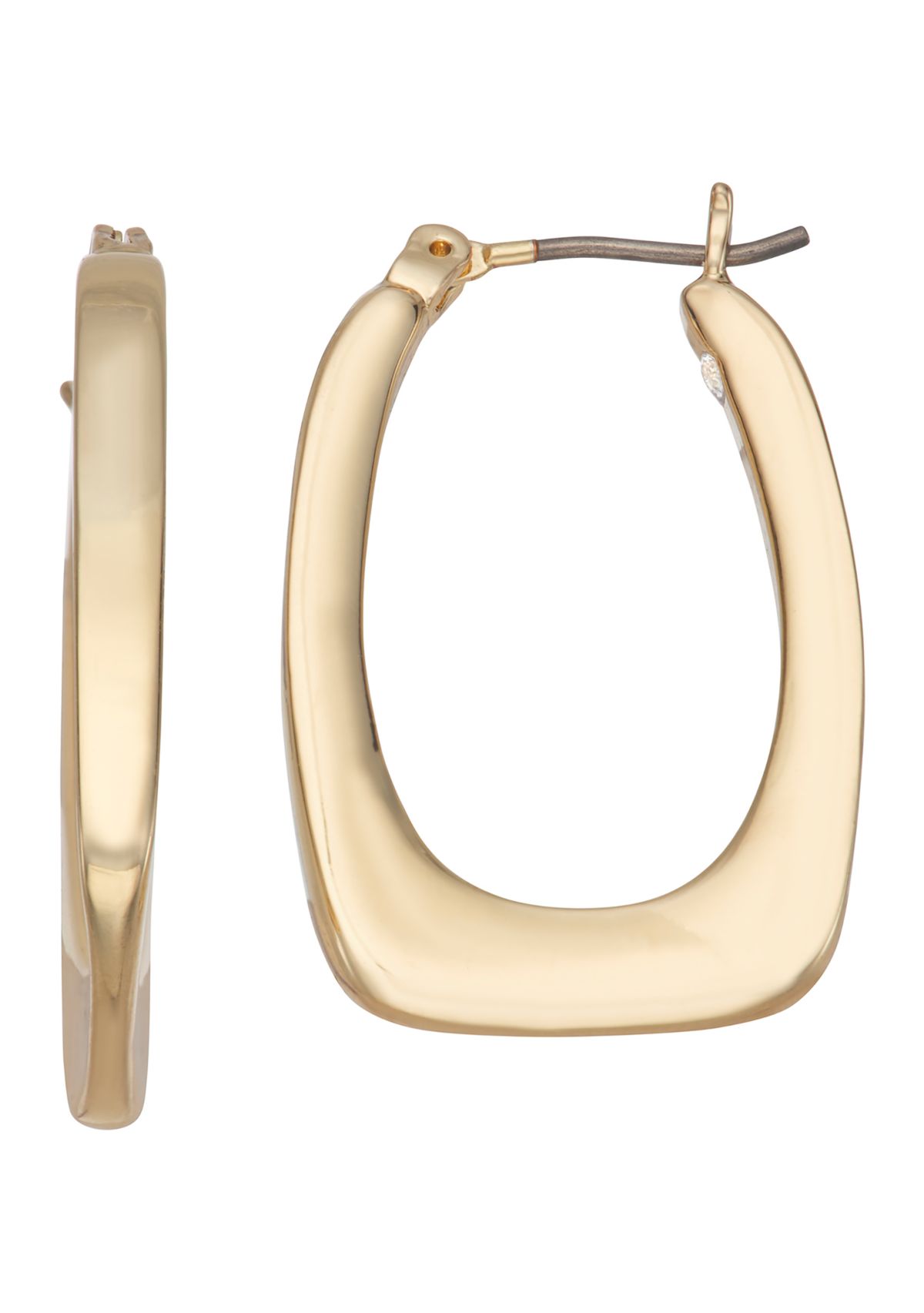 Gold Tone 18 Millimeter Oval Hoop Earrings