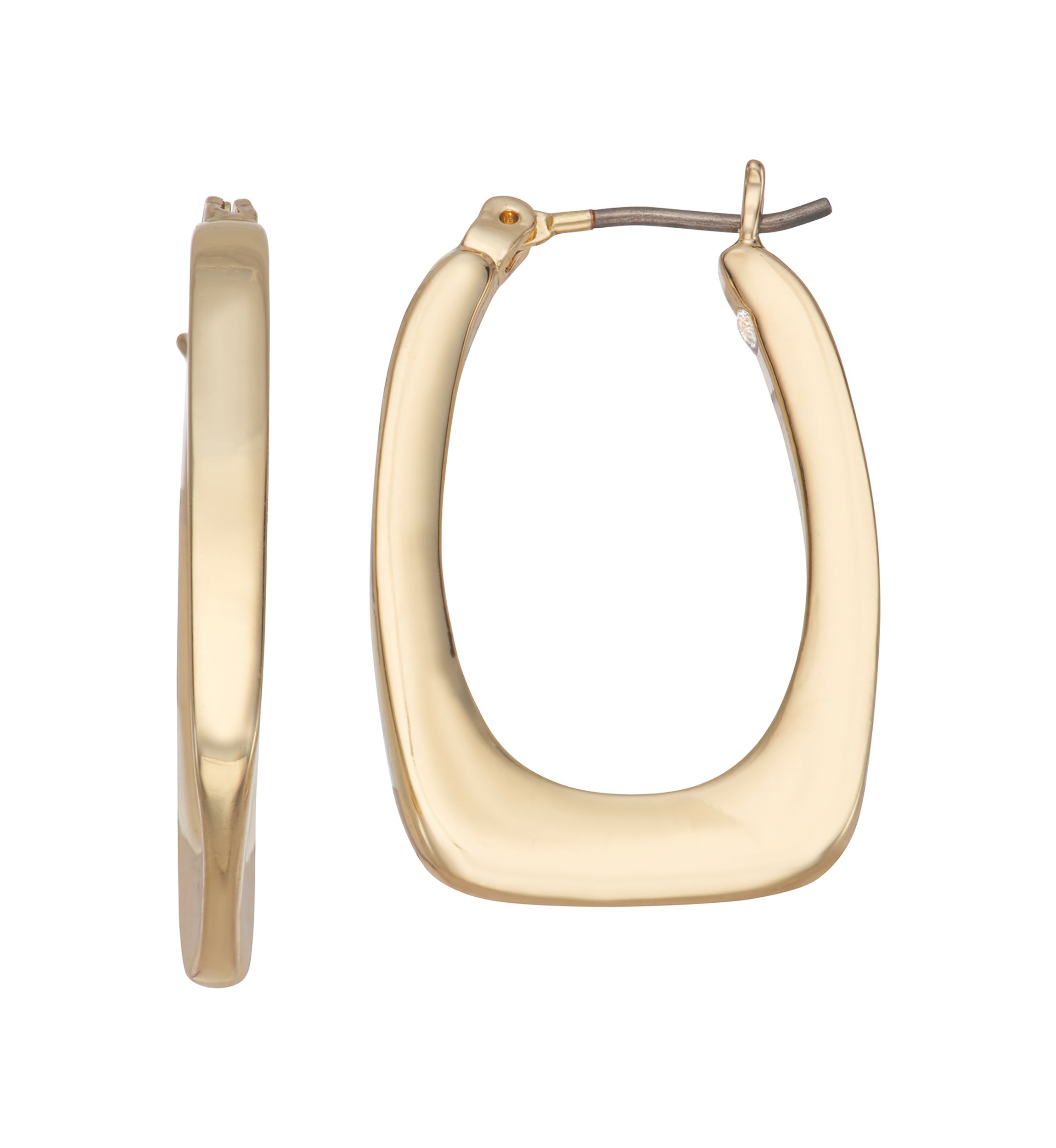 Gold Tone 18 Millimeter Oval Hoop Earrings