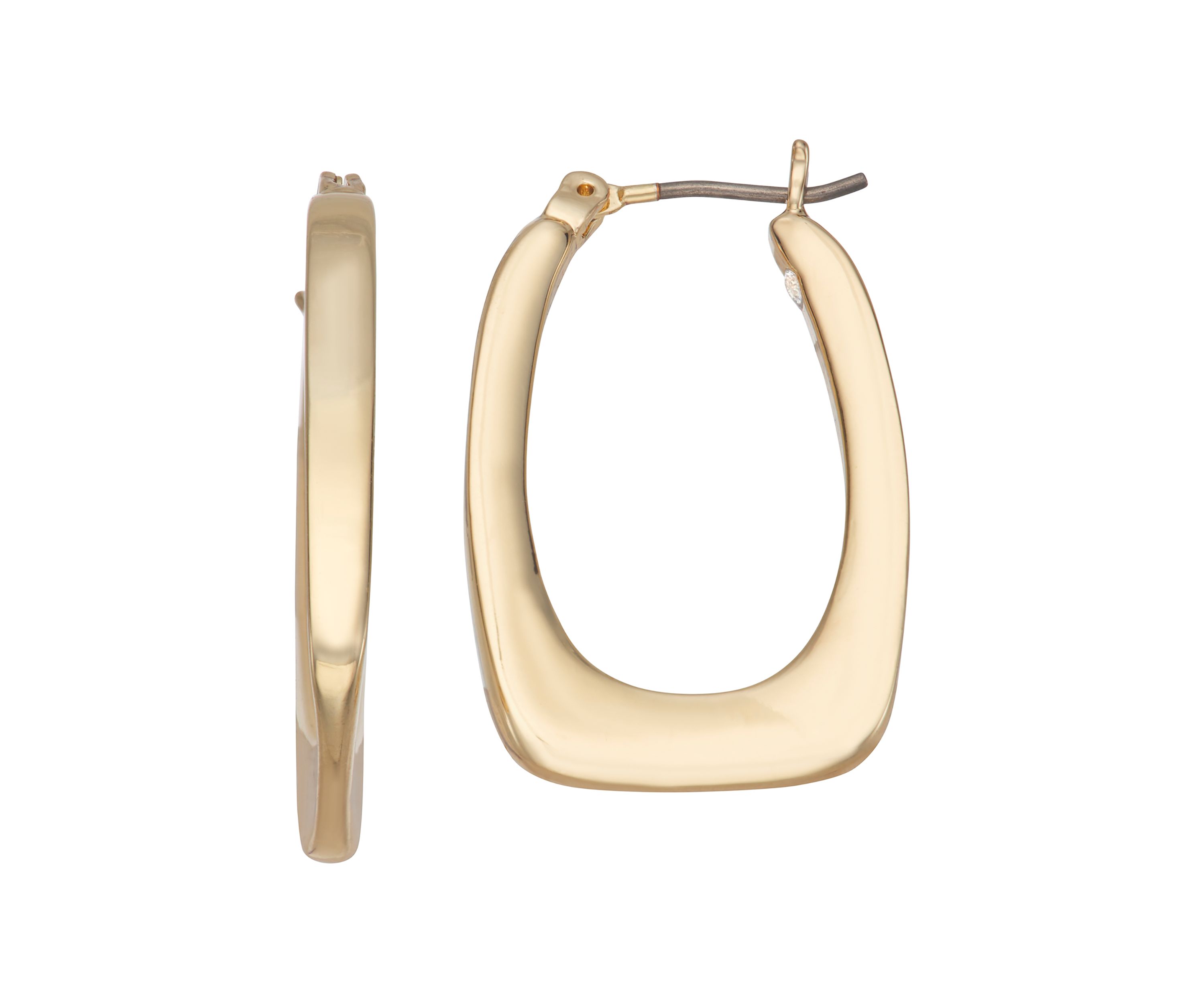 Gold Tone 18 Millimeter Oval Hoop Earrings
