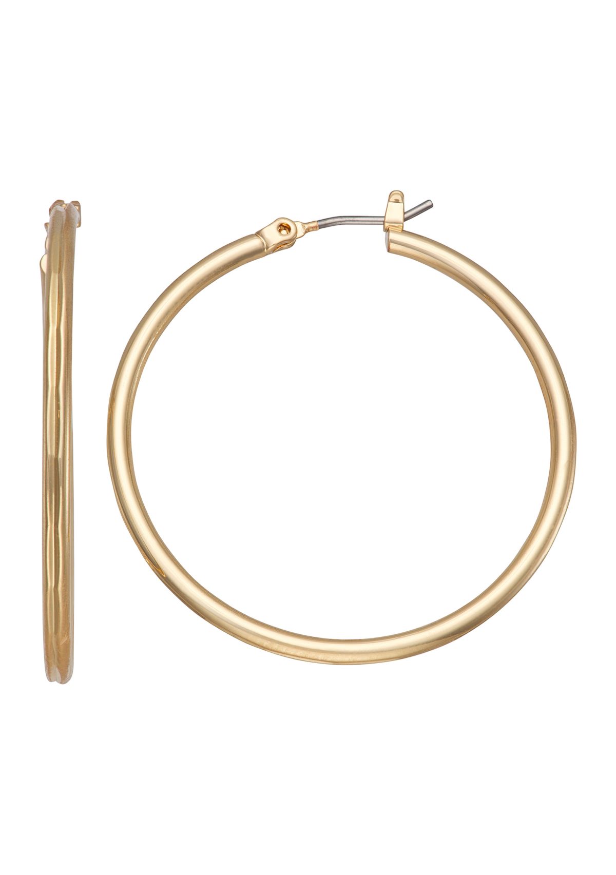 Gold Tone 27 Millimeter Thin Solid Hoop Earrings