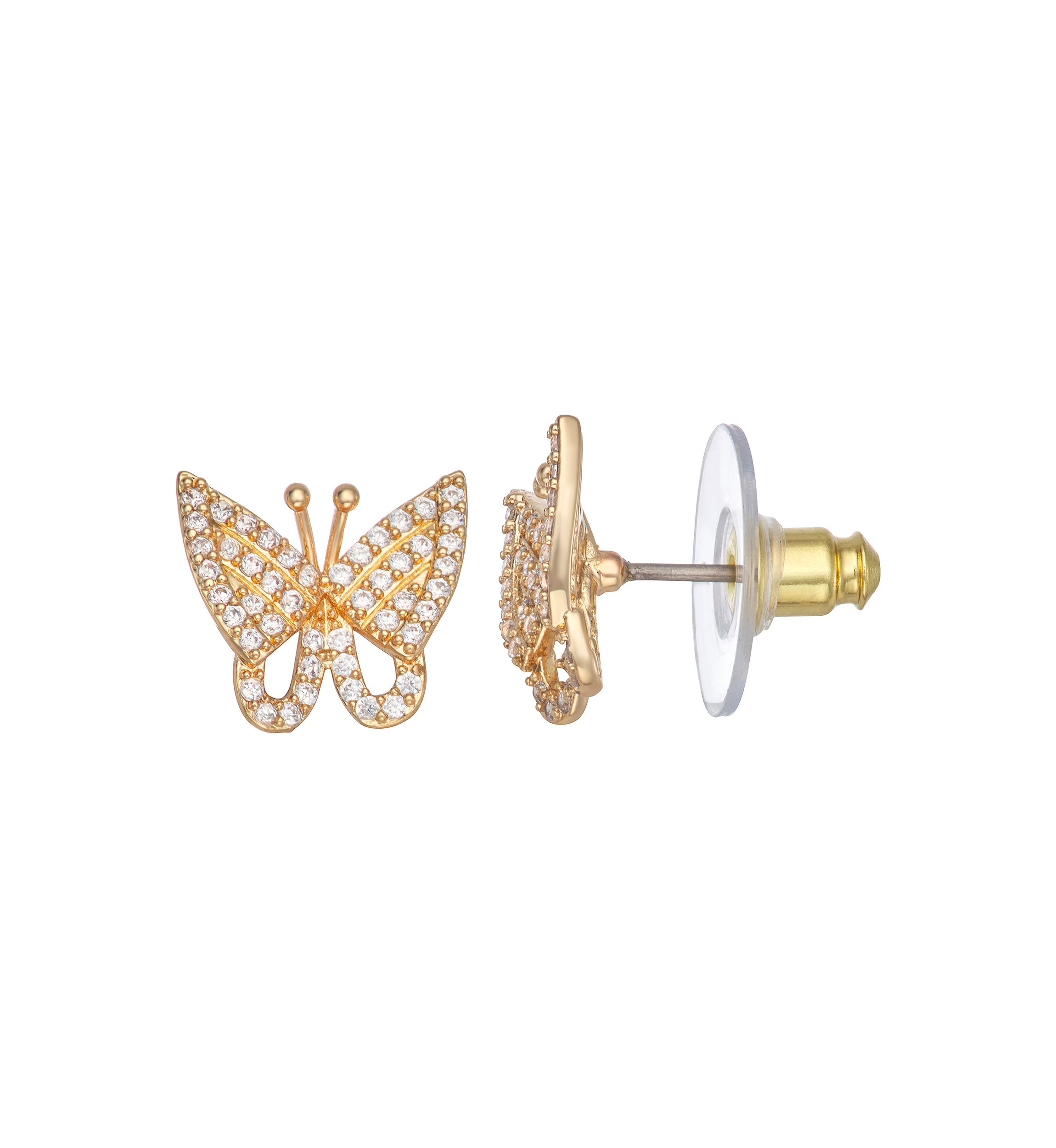 Crystal CZ Butterfly Stud Earrings