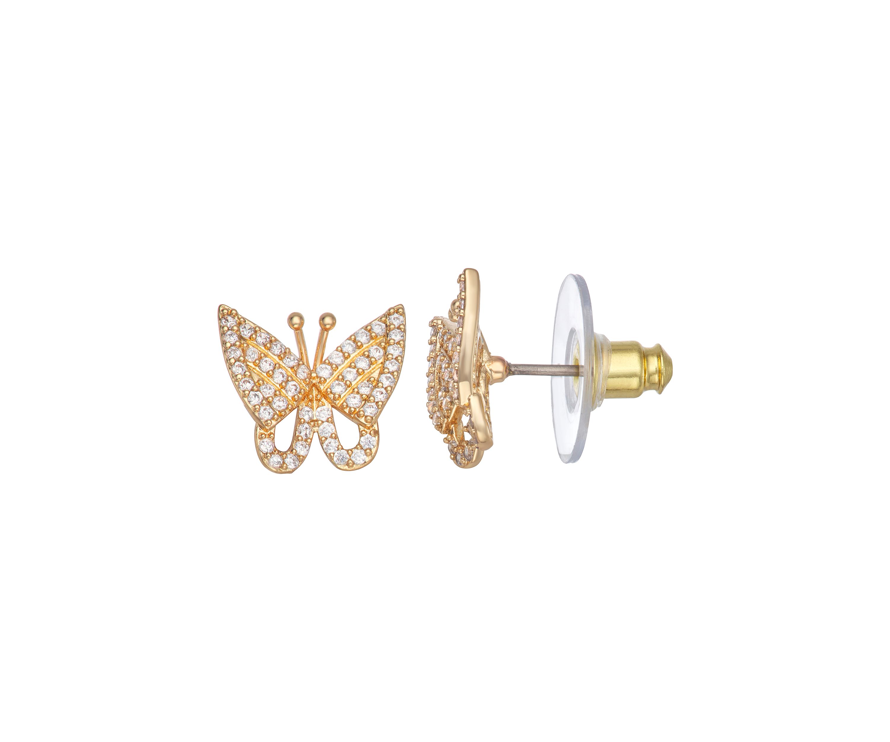 Crystal CZ Butterfly Stud Earrings