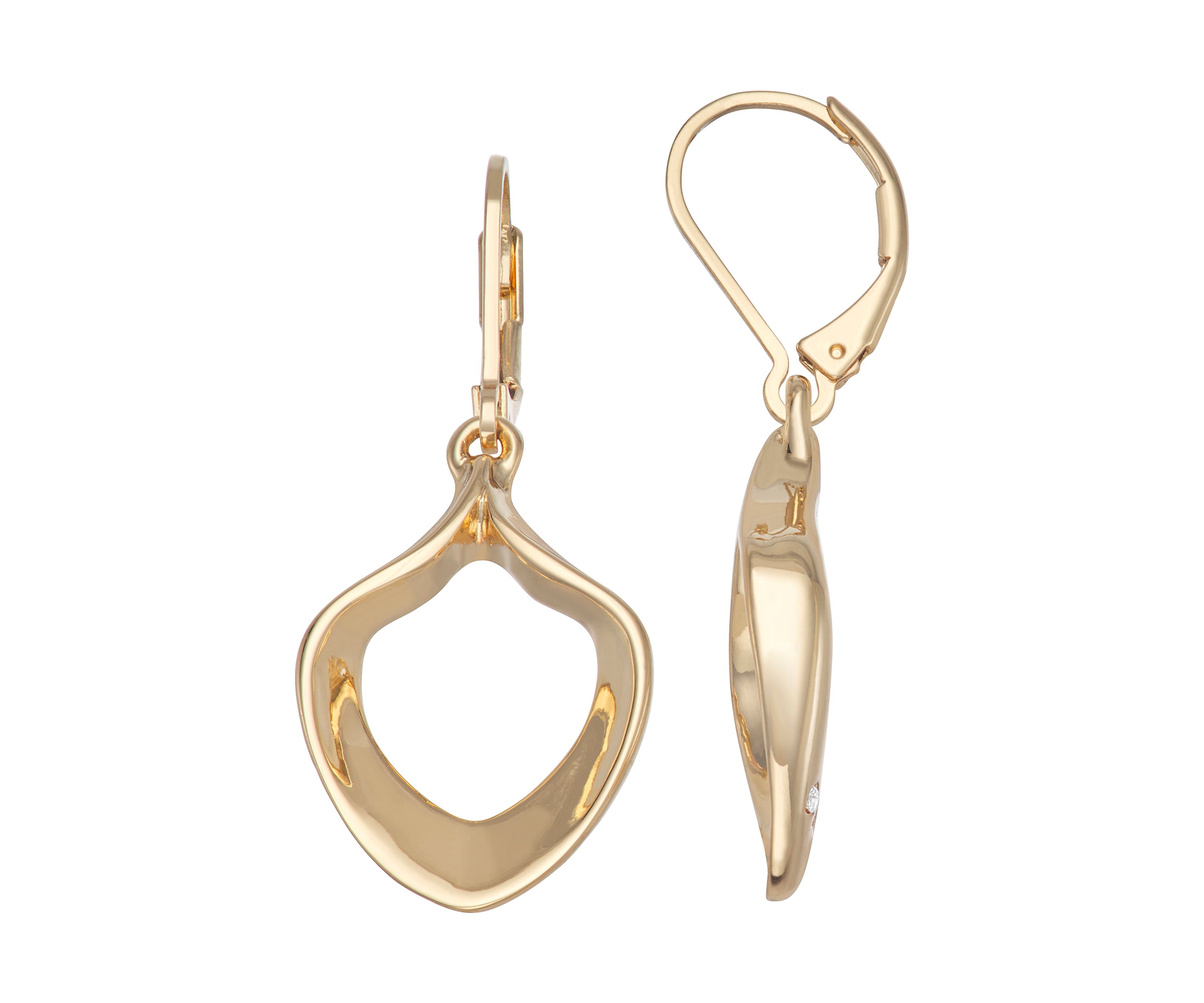 Gold Tone Twist Petals Drop Earrings