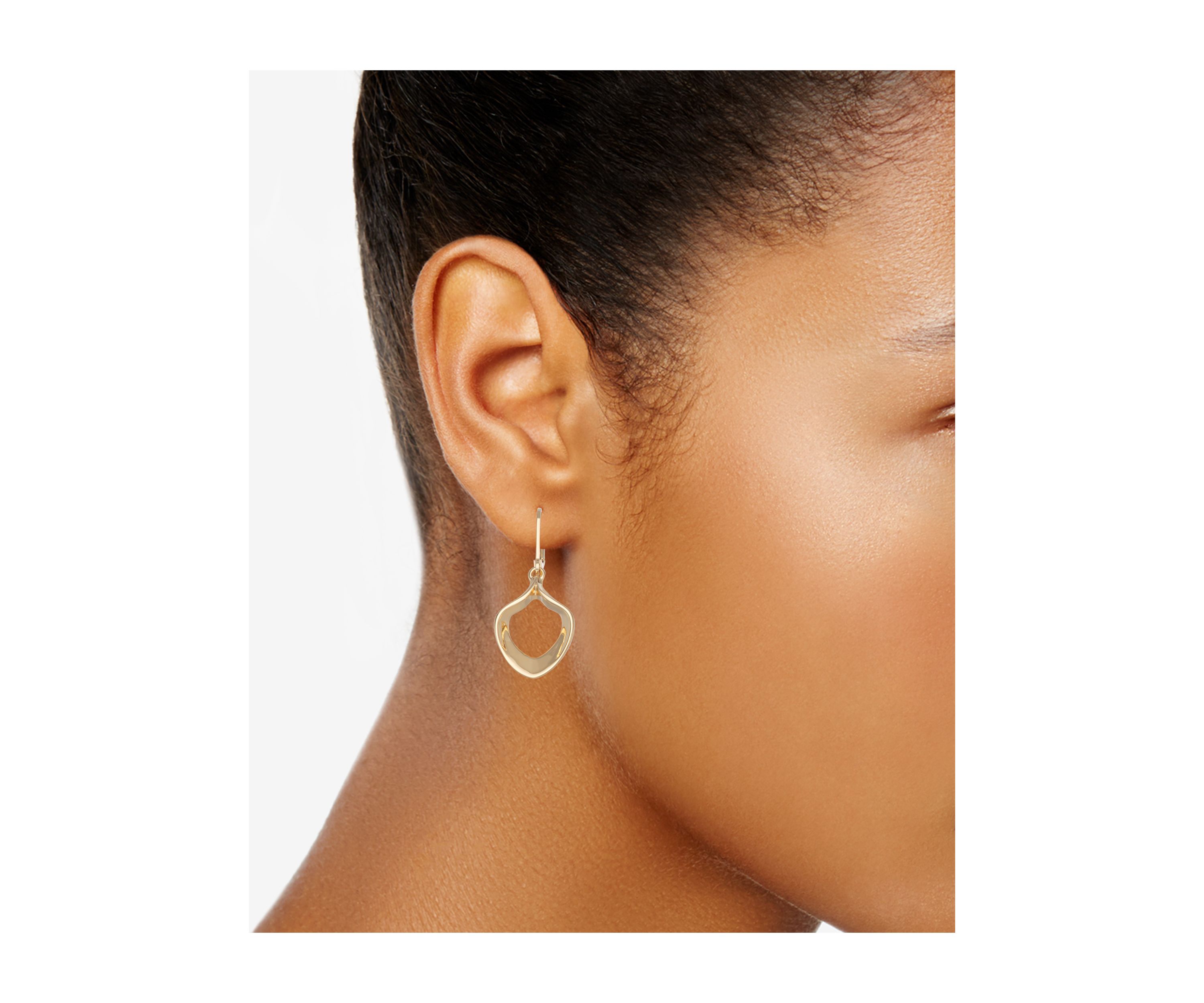 Gold Tone Twist Petals Drop Earrings