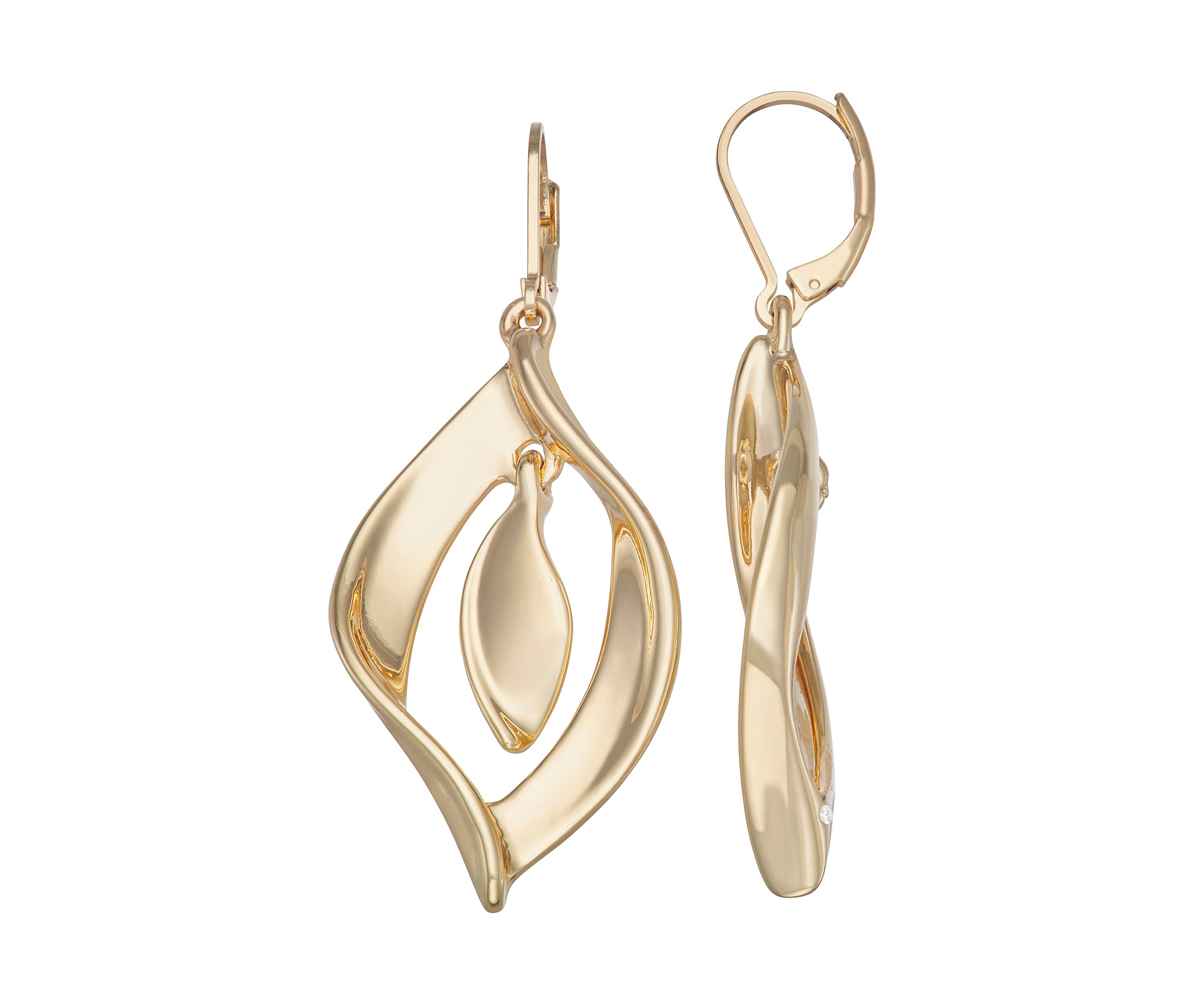 Gold Tone Twist Petals Orbital Earrings