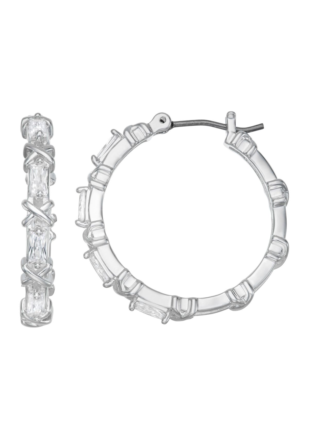 25 Millimeter Crystal Cubic Zirconia Hoop Earrings