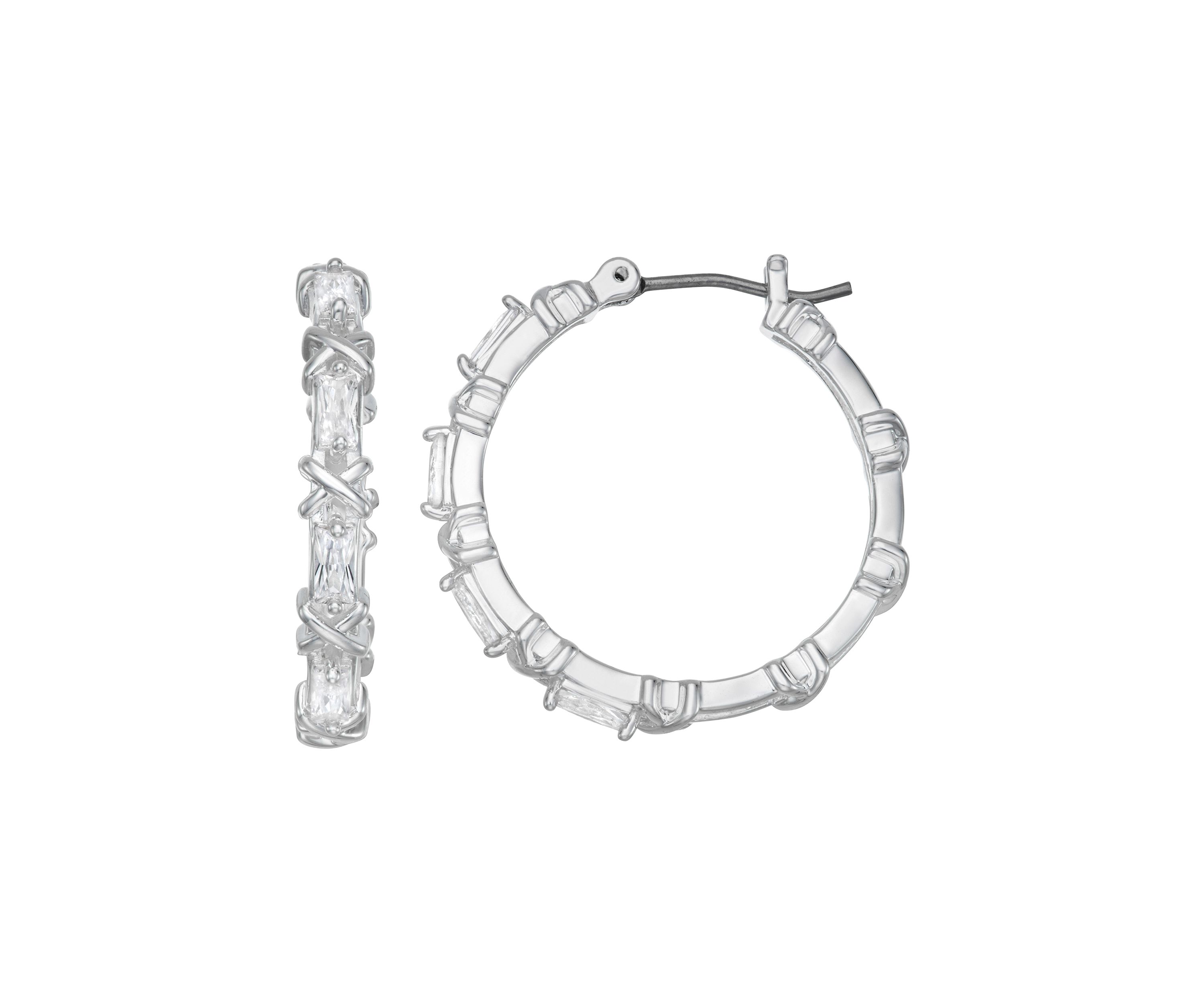 25 Millimeter Crystal Cubic Zirconia Hoop Earrings