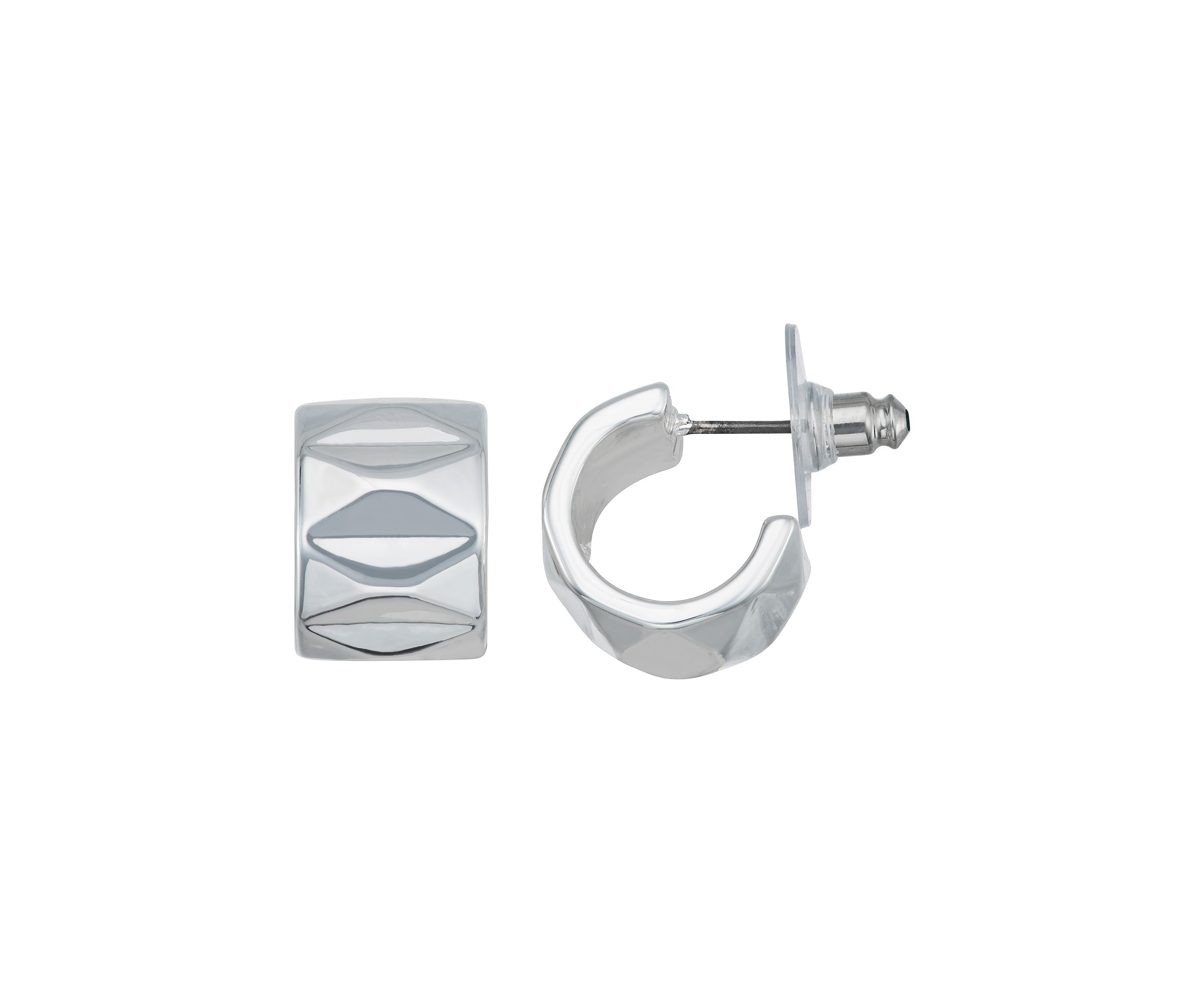 Silver Tone Huggie Earrings