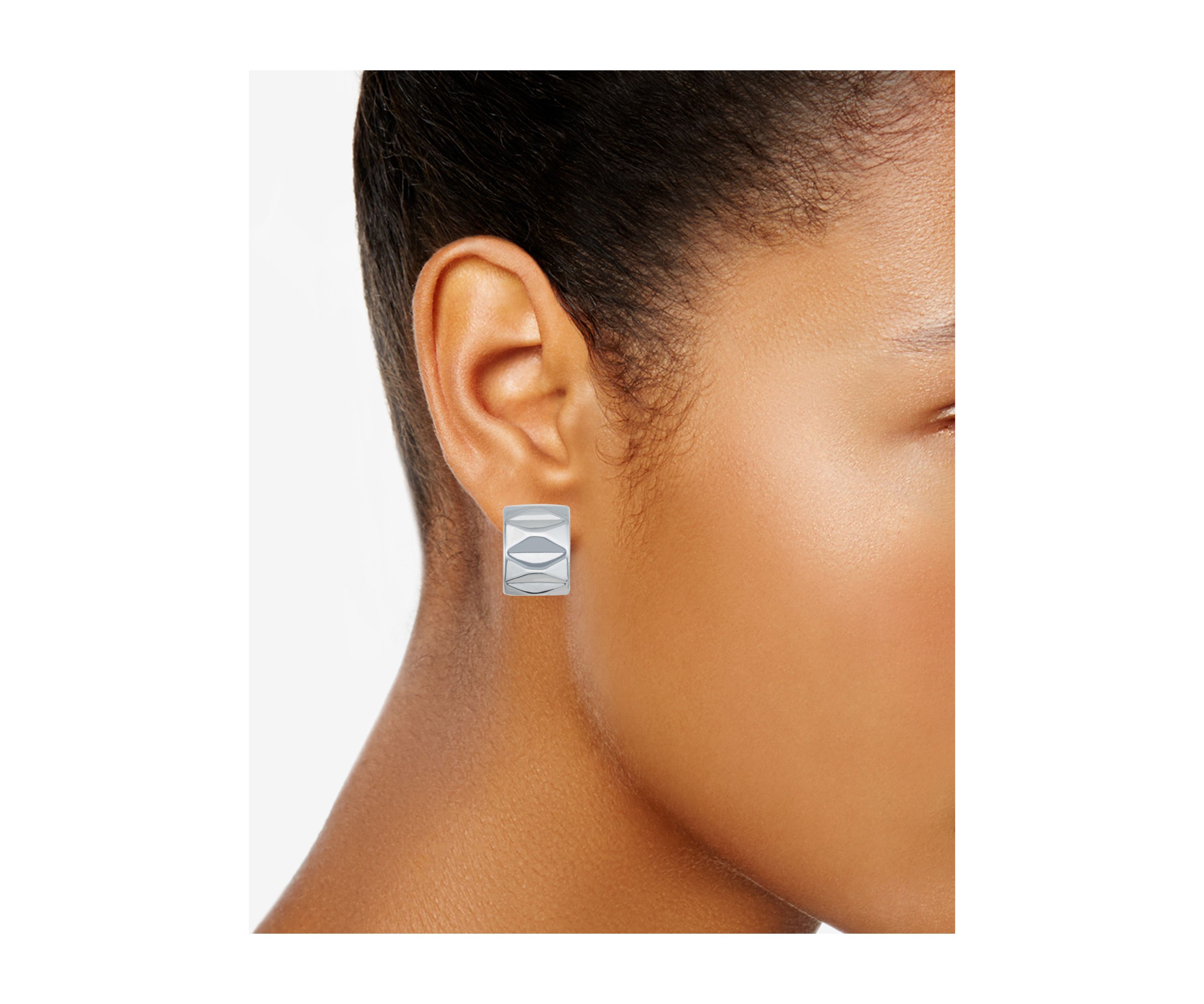Silver Tone Huggie Earrings