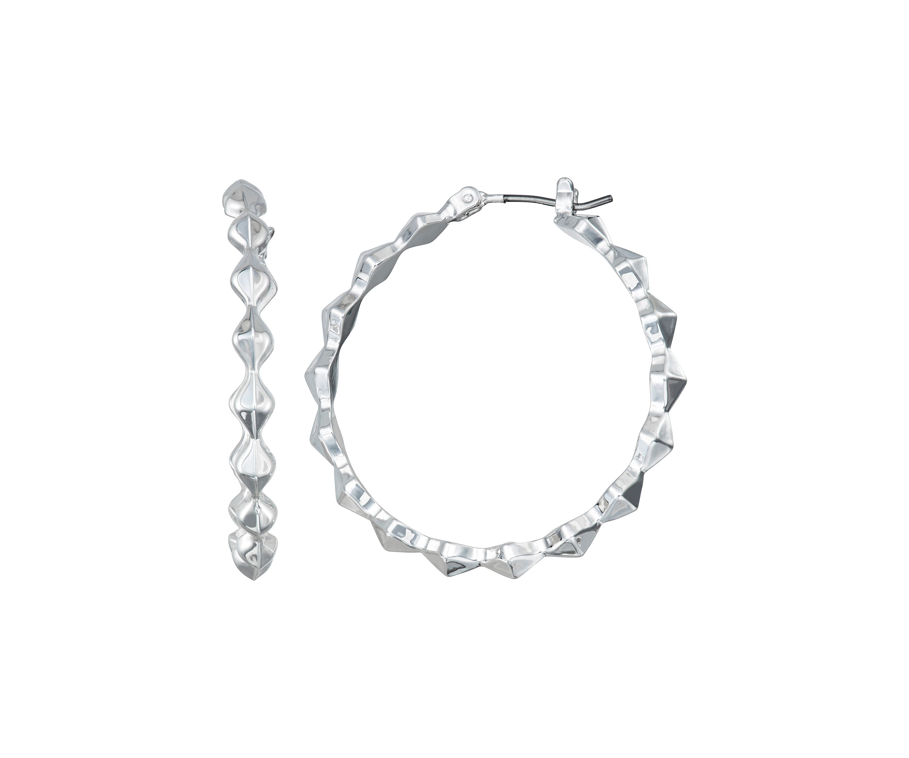 Silver Tone Traces Hoop Earrings