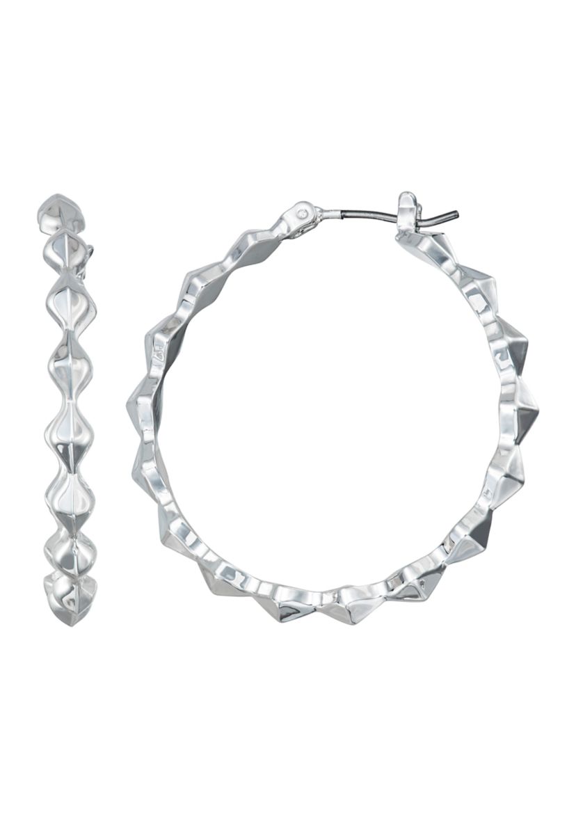 Silver Tone Traces Hoop Earrings