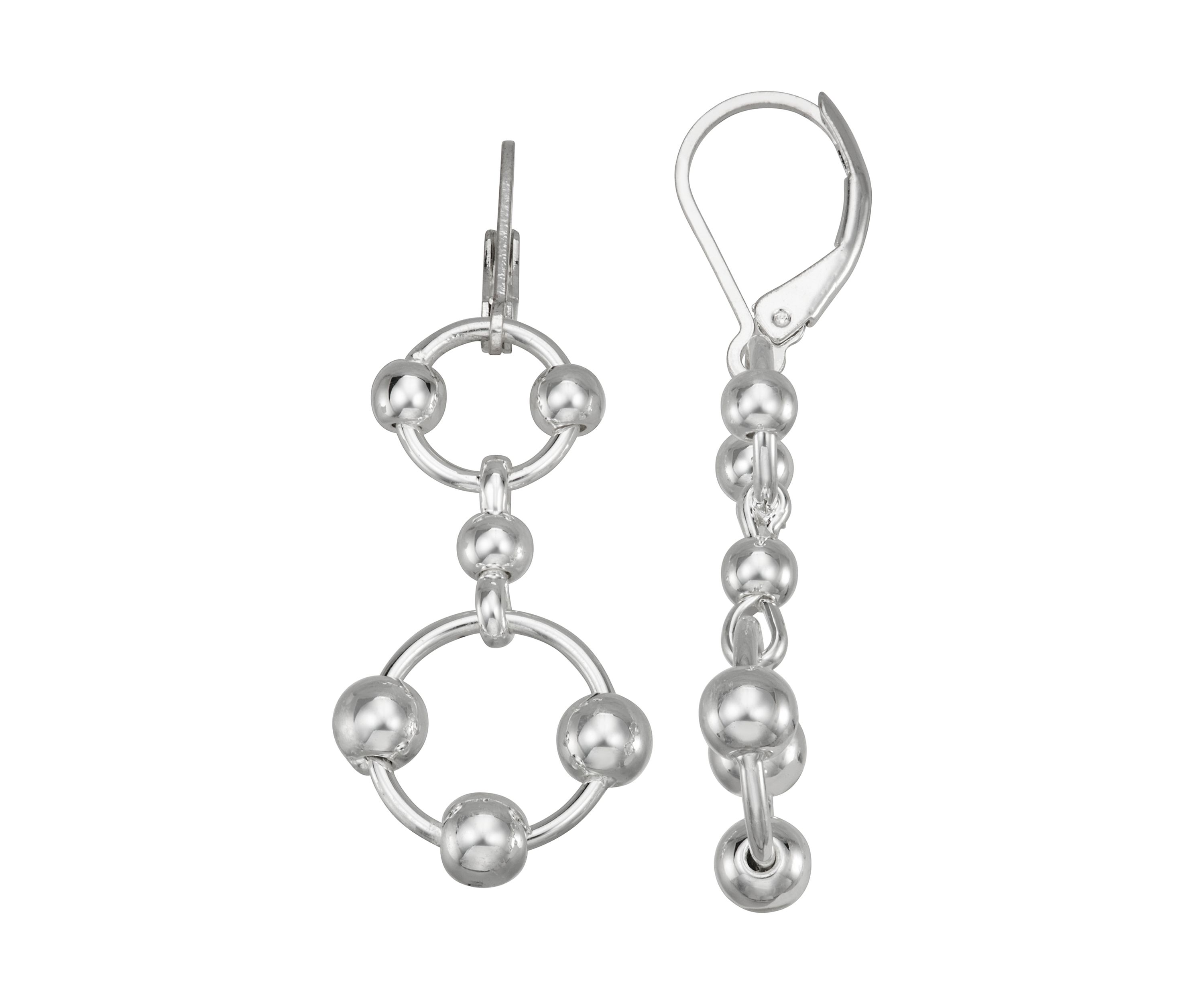 Silver Tone Yours Truly Double Drop Earrings