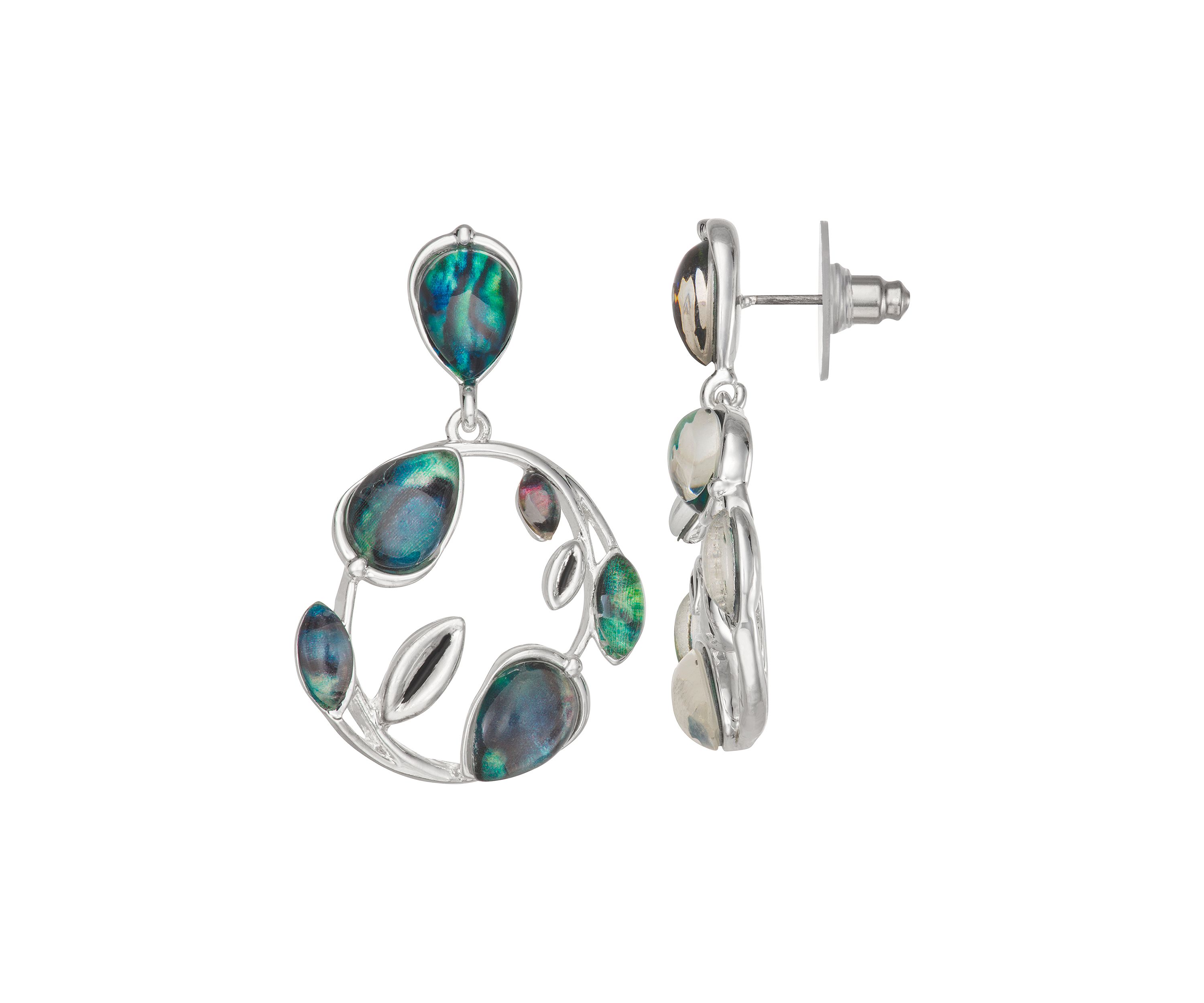 Silver Tone Color Bulb Double Drop Earrings