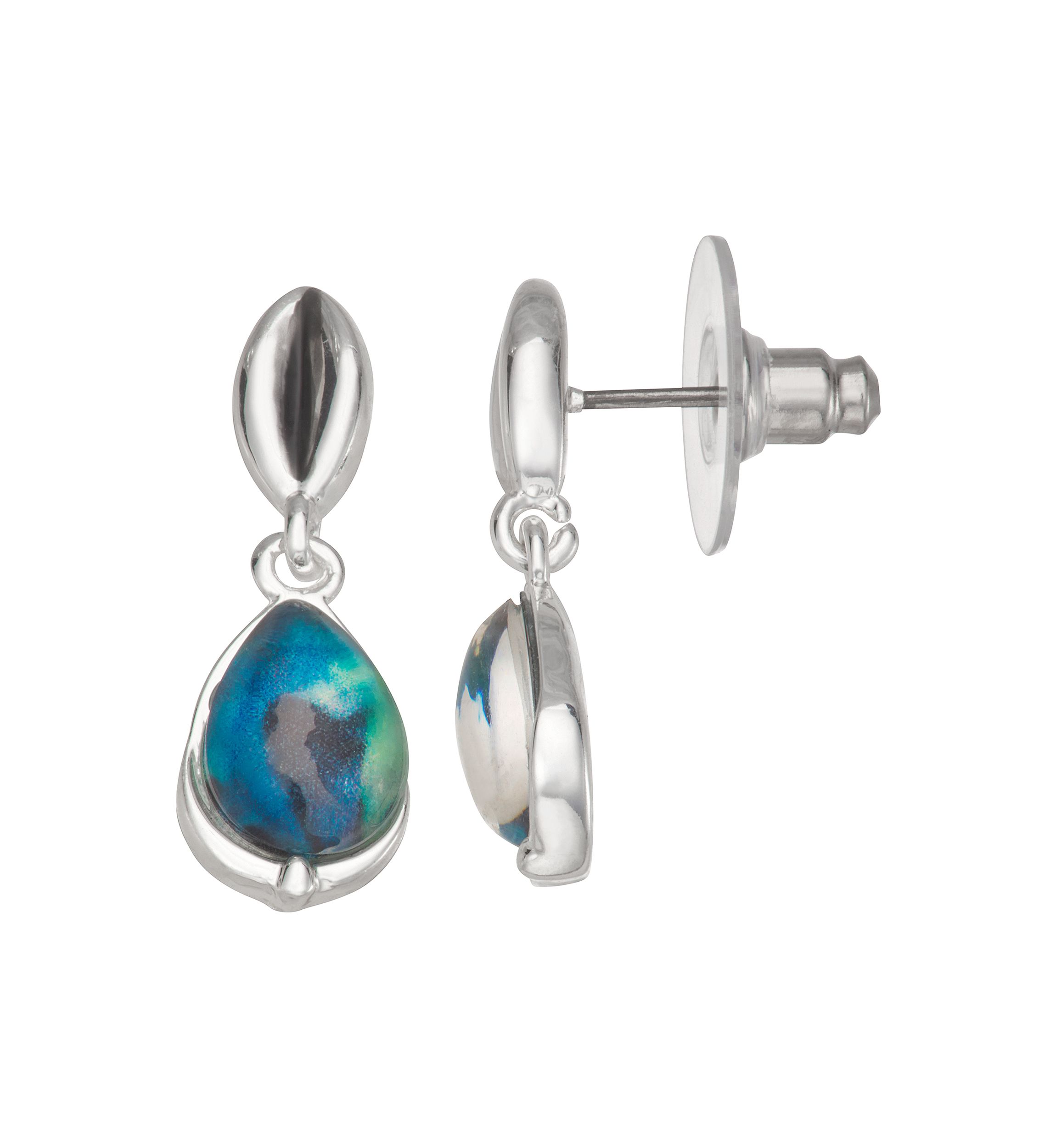 Silver Tone Color Bulb Stud Drop Earrings