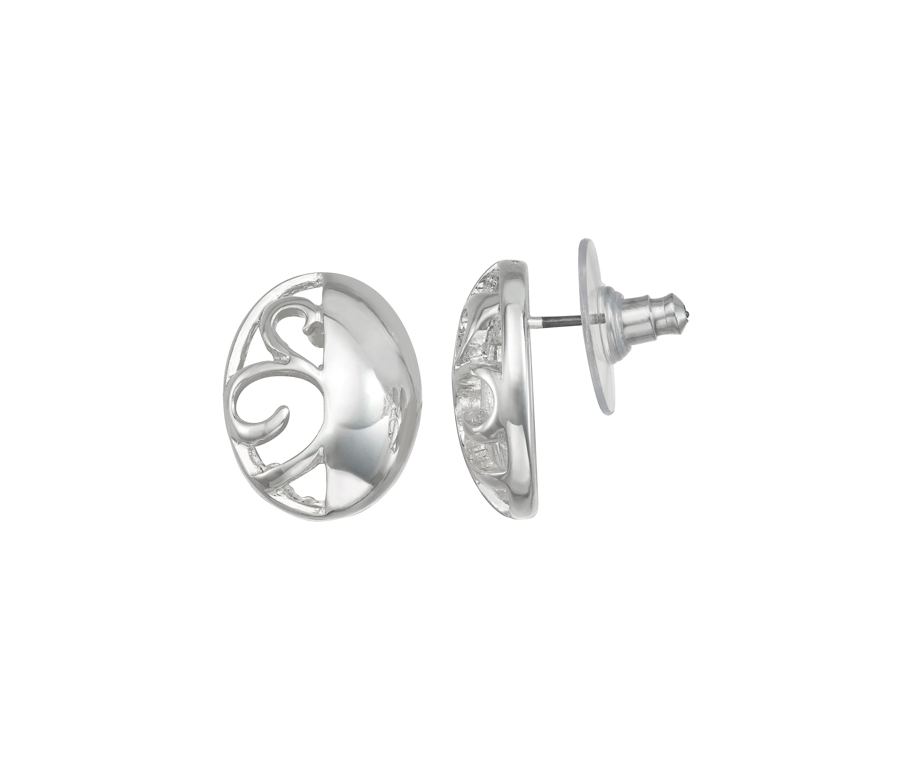 Silver Tone Organic Stud Earrings