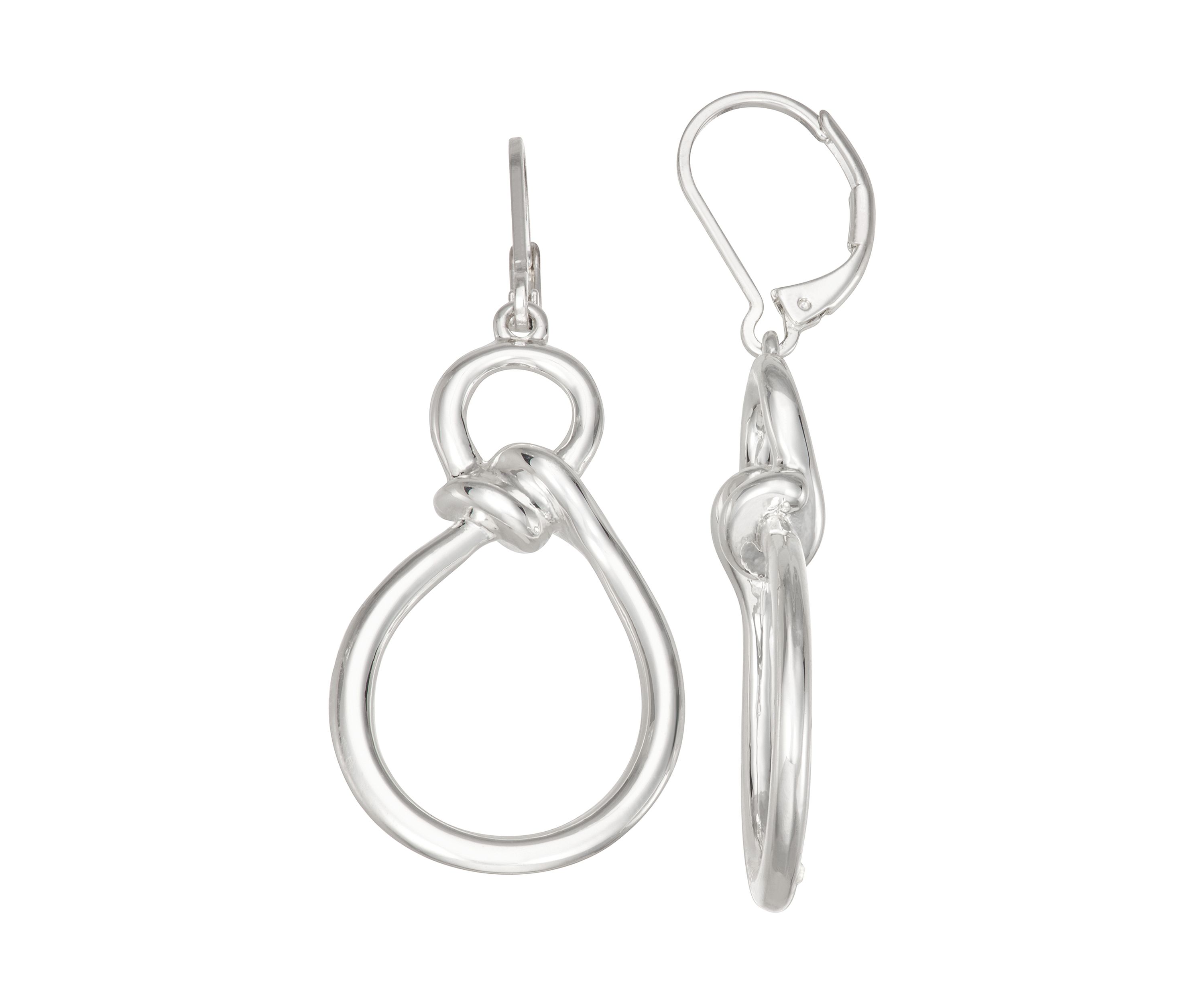 Silver Tone Double Drop Lever Back Earrings