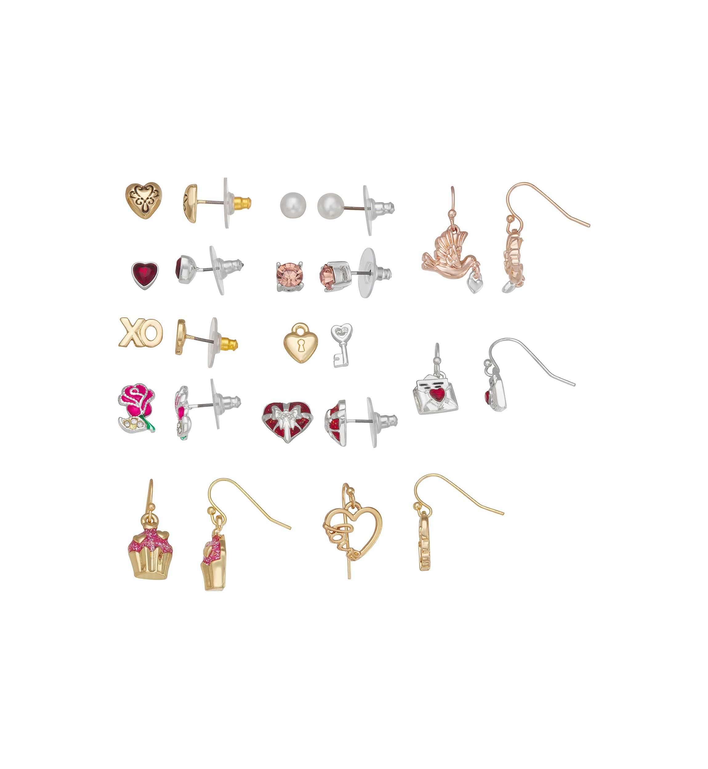 Two Tone 12 Days Valentines Day Earrings Set