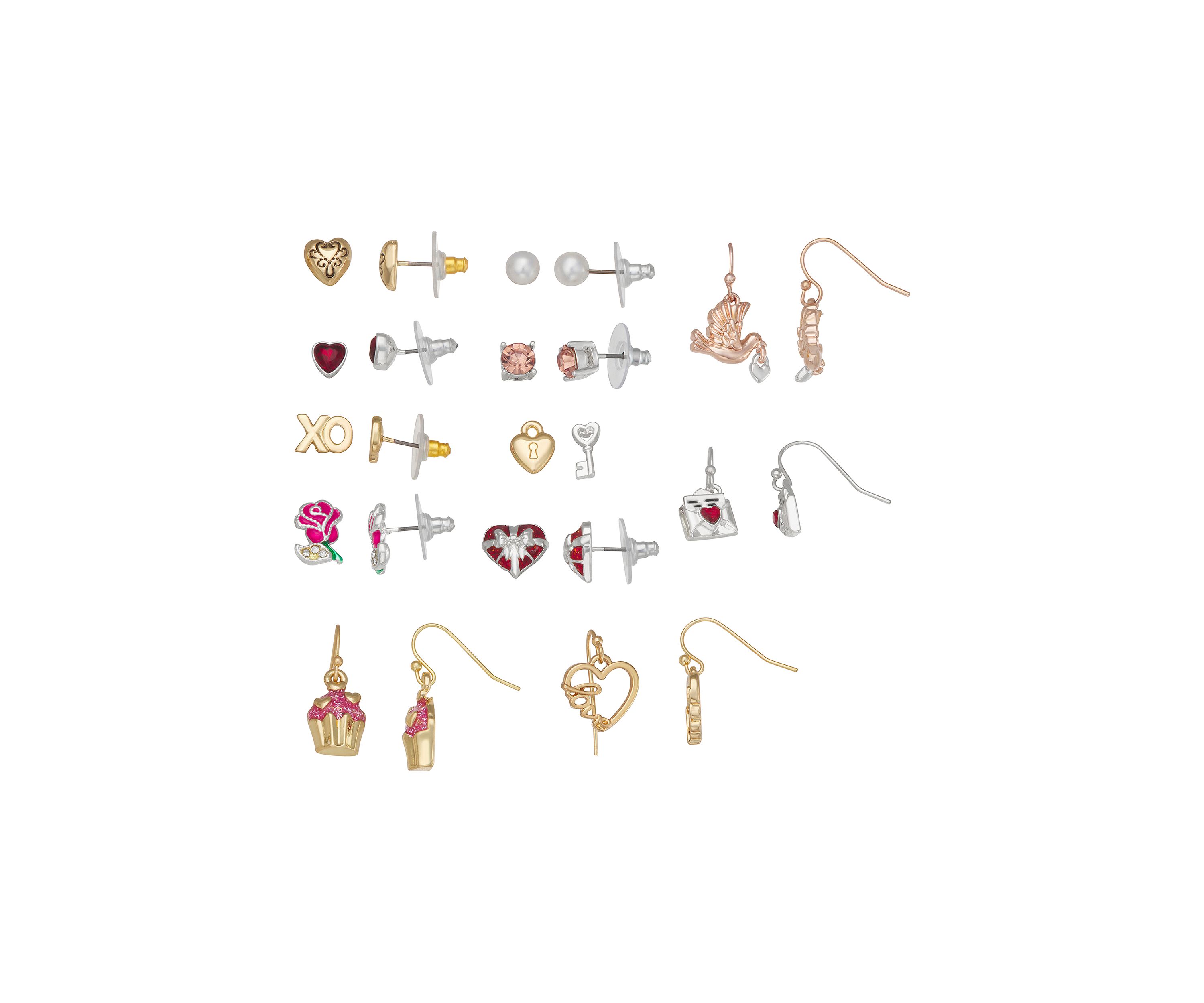 Two Tone 12 Days Valentines Day Earrings Set