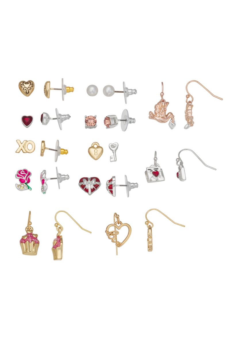 Two Tone 12 Days Valentines Day Earrings Set