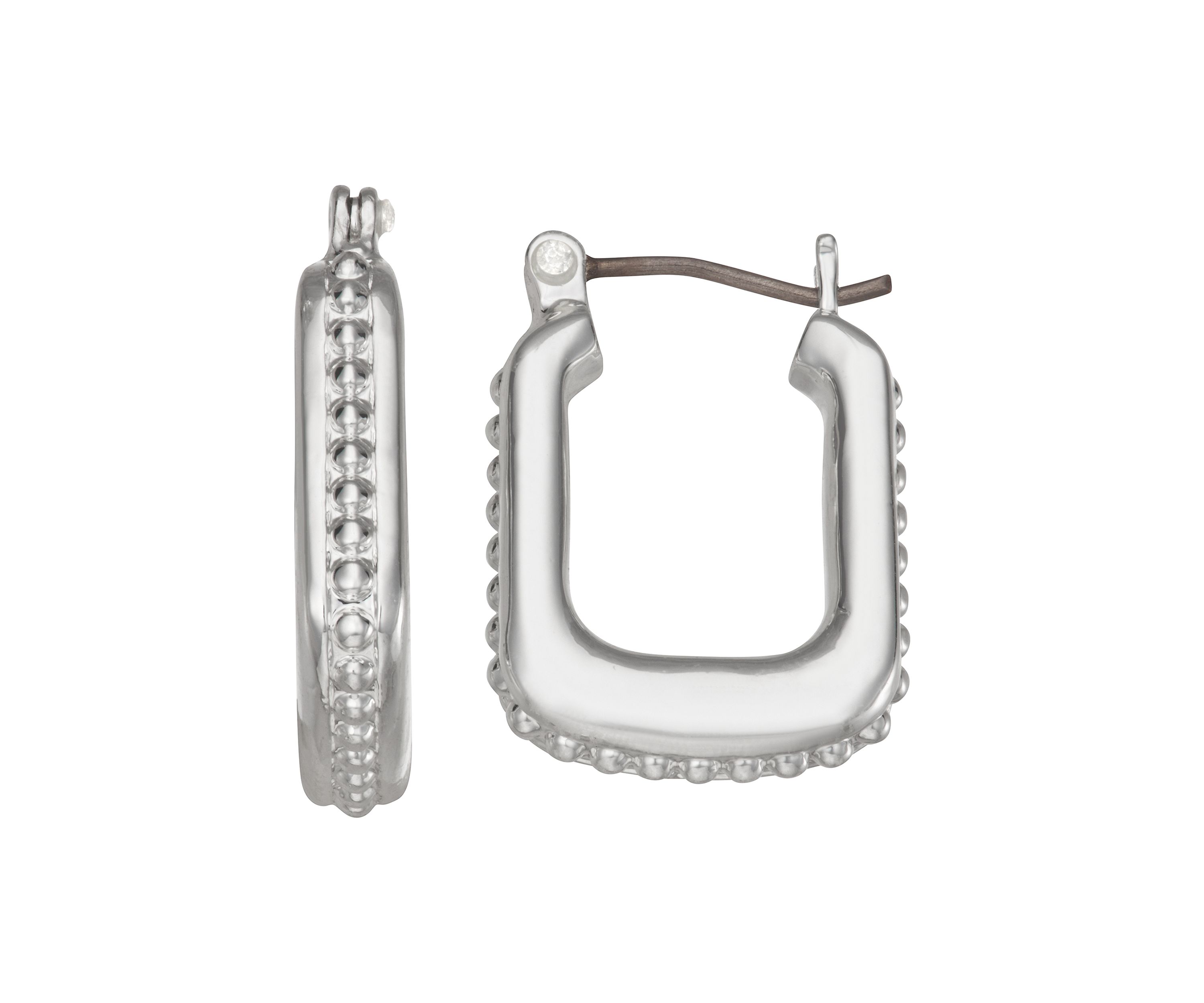 Silver Tone 19 Millimeter Square Hoop Earrings