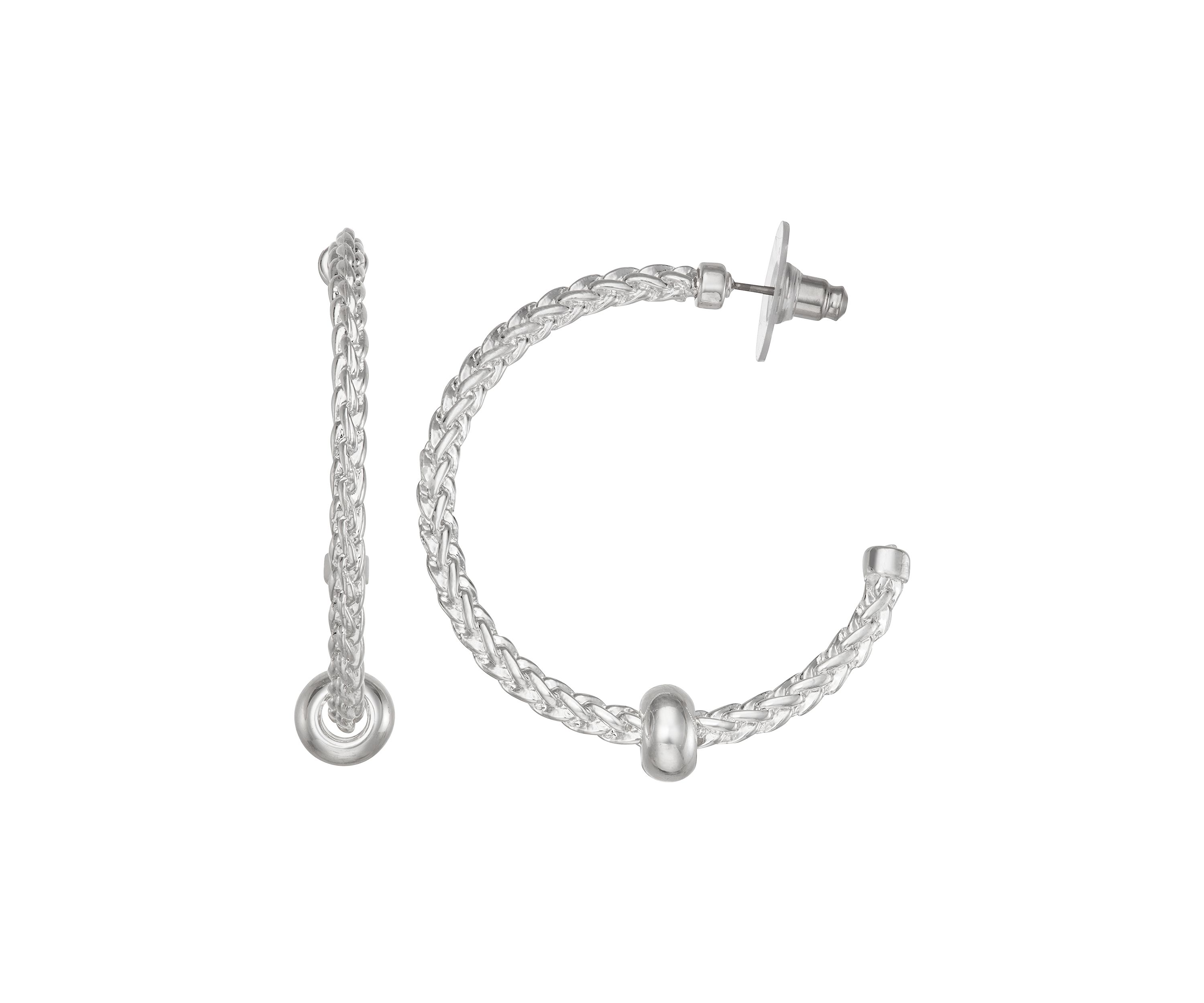 Silver Tone Smooth C Hoop Earrings