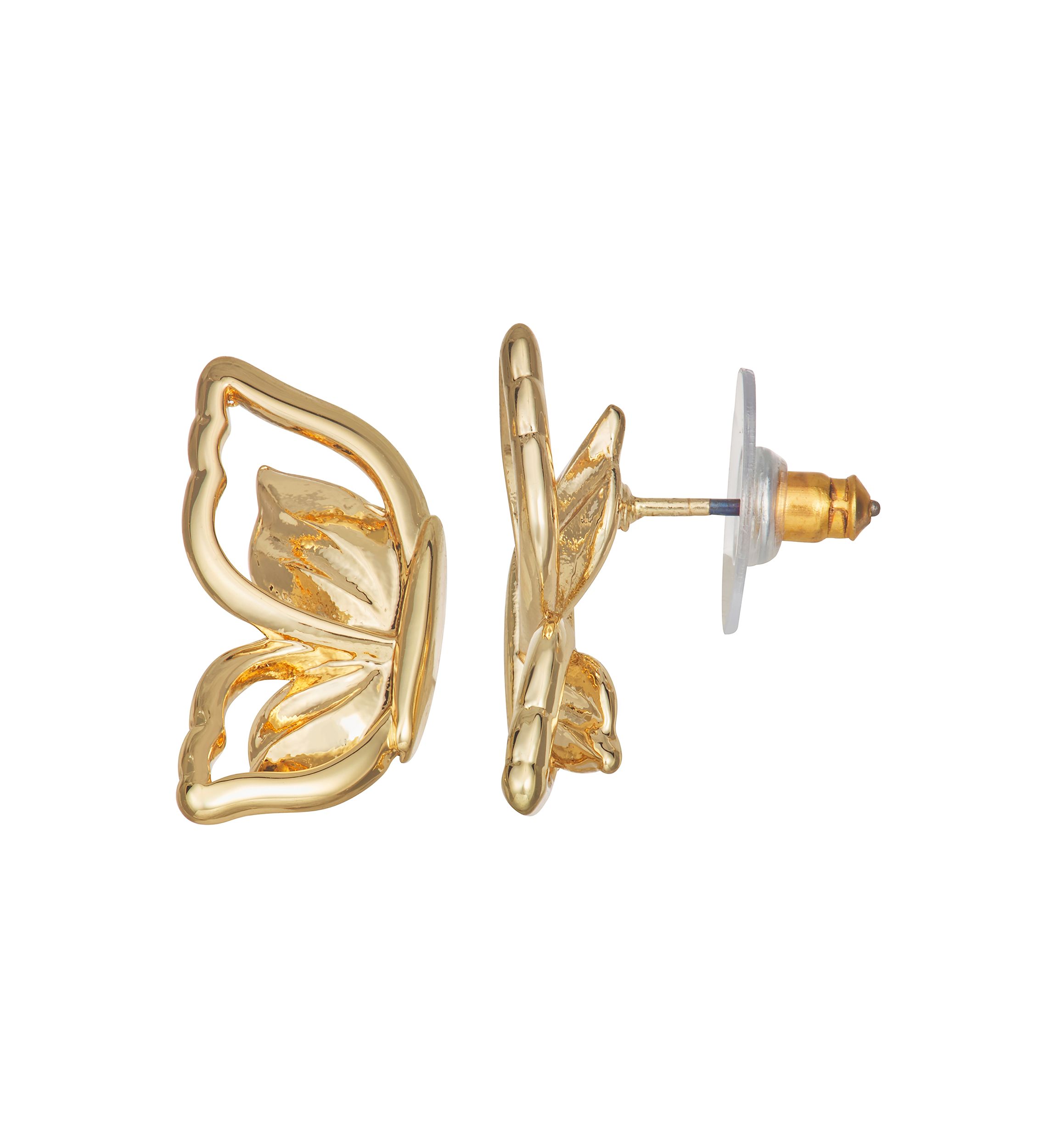 Gold Tone Butterfly Stud Earrings