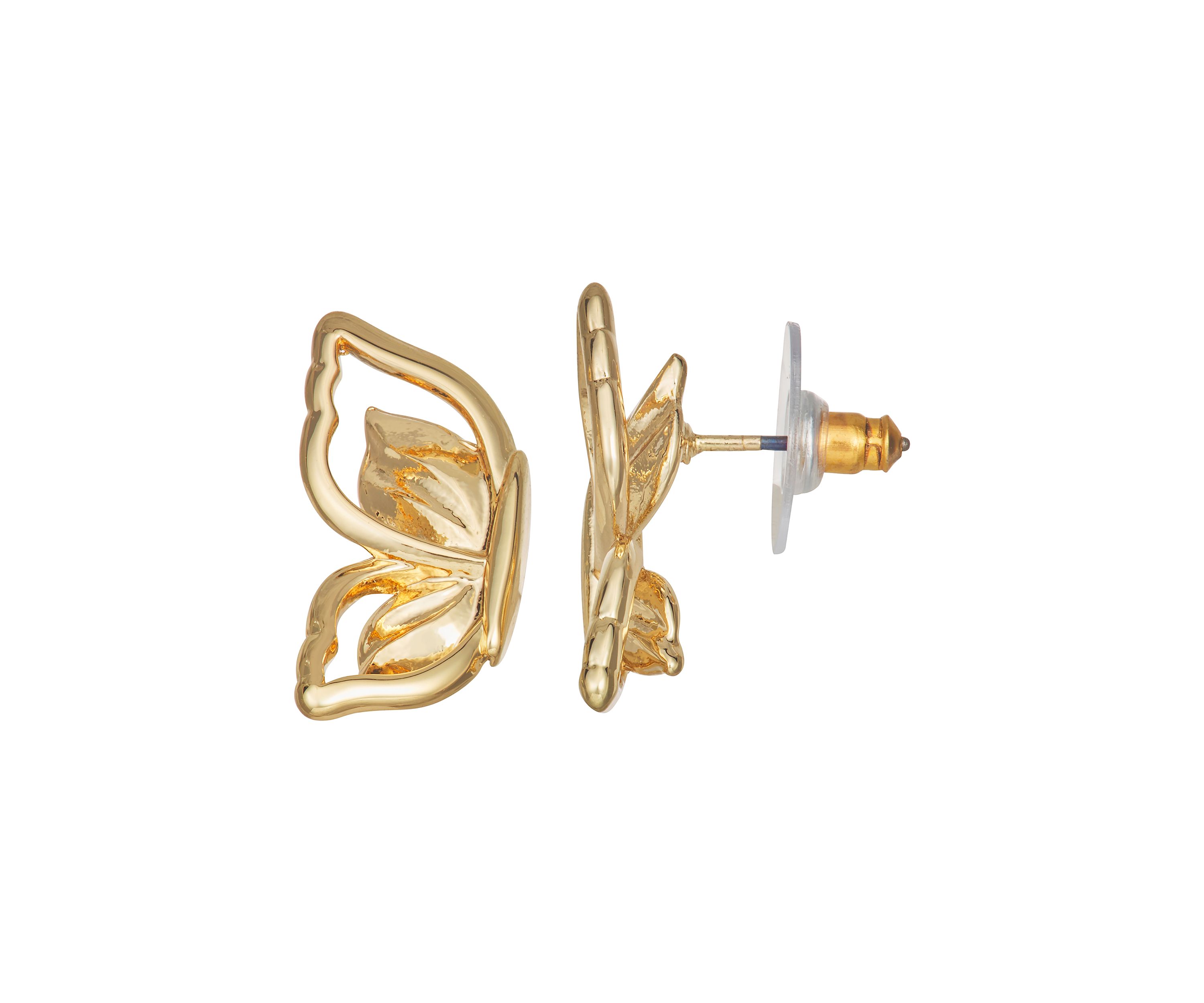 Gold Tone Butterfly Stud Earrings