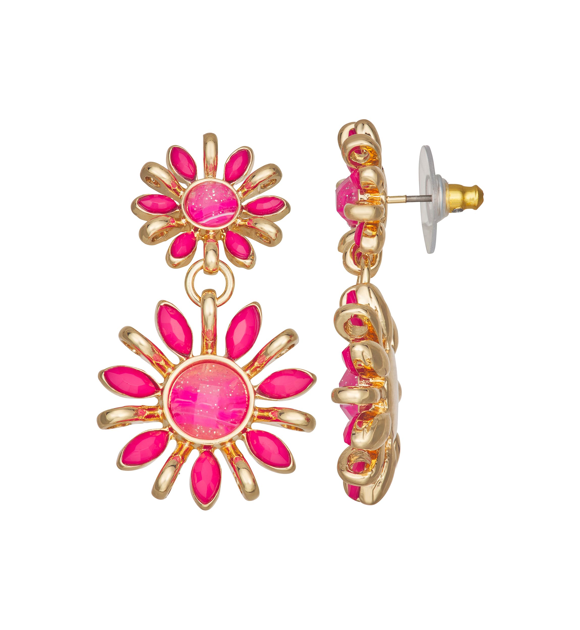 Flower Double Drop Earrings