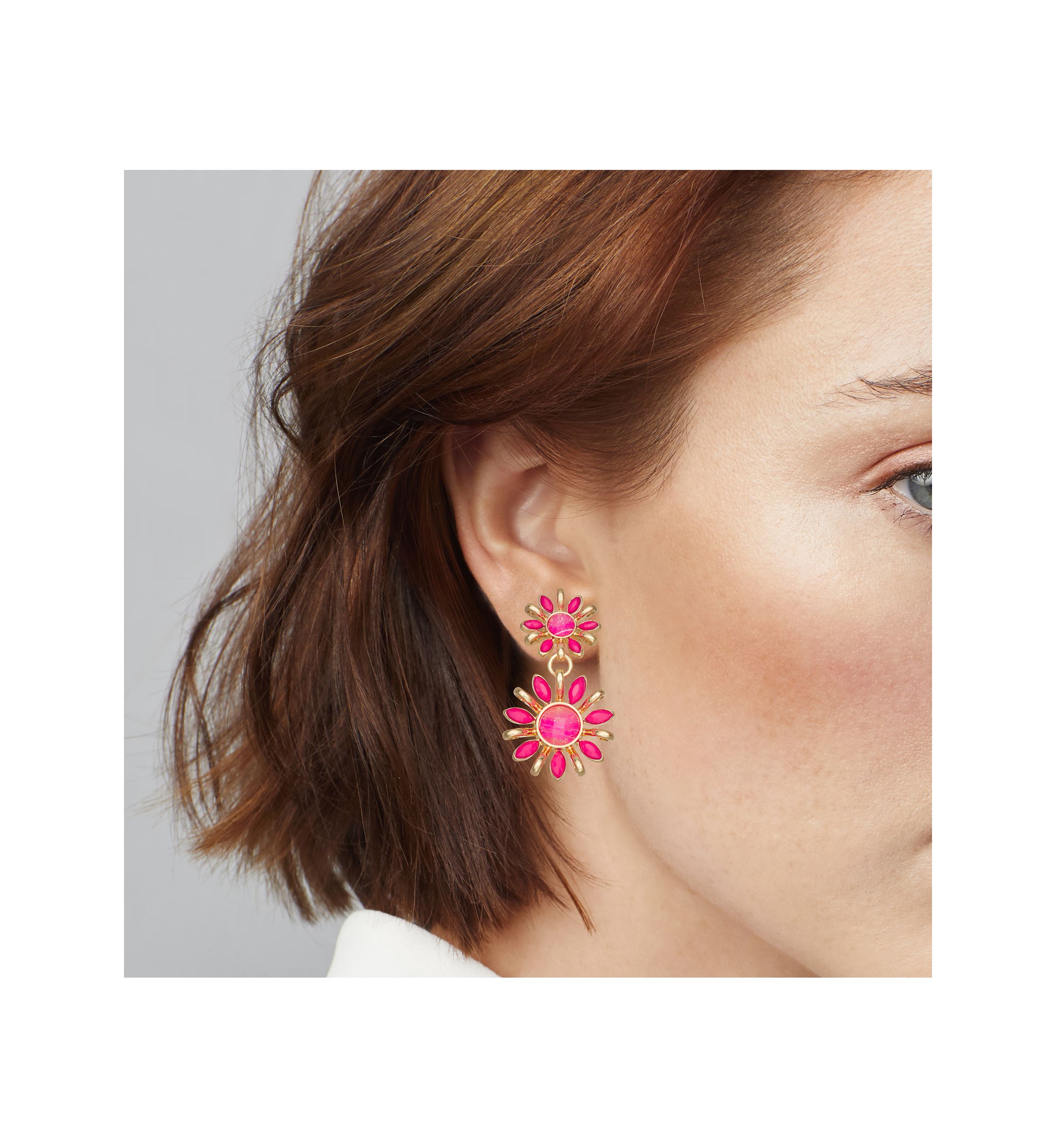 Flower Double Drop Earrings