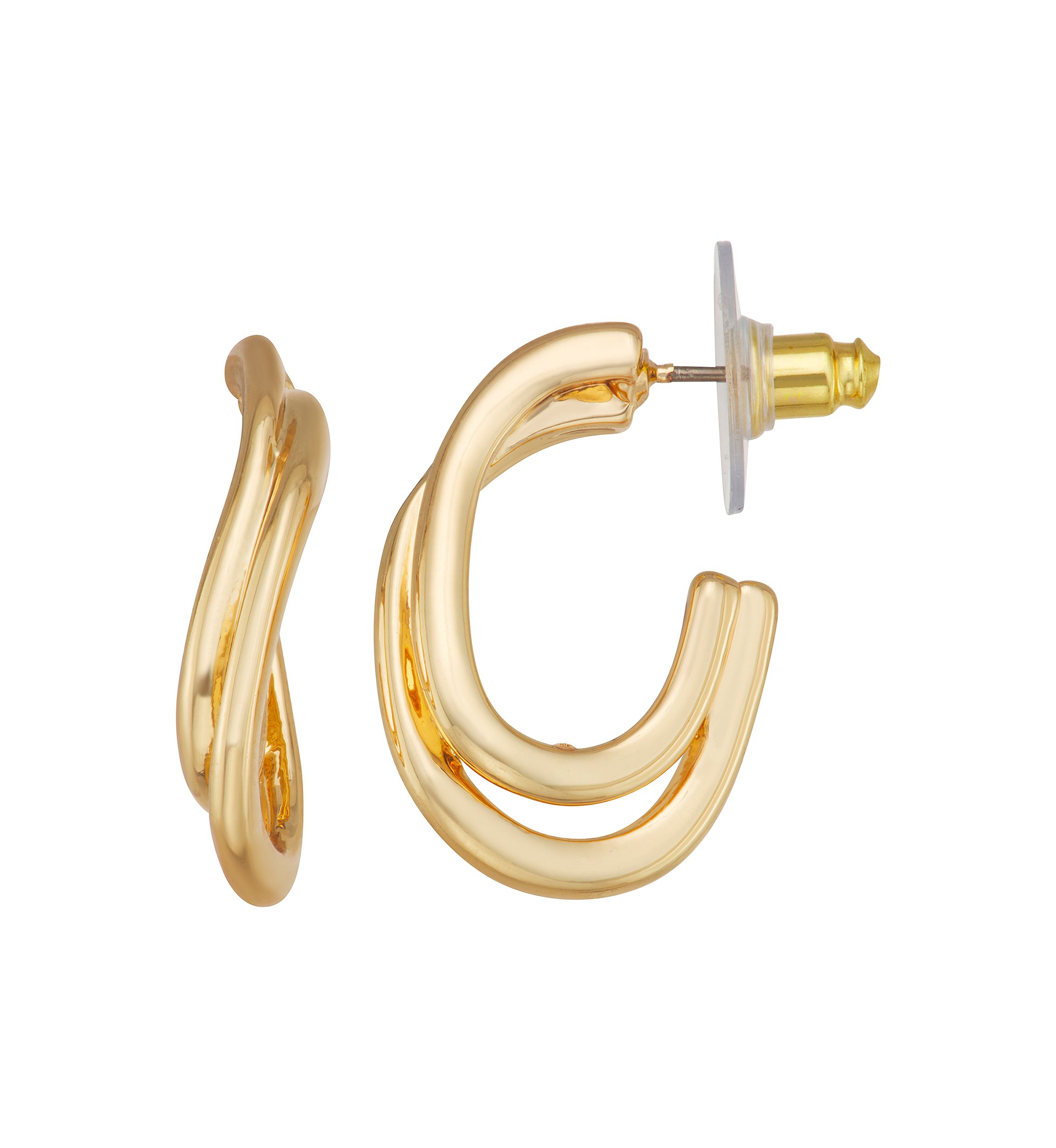 Gold Tone C Hoop Earrings