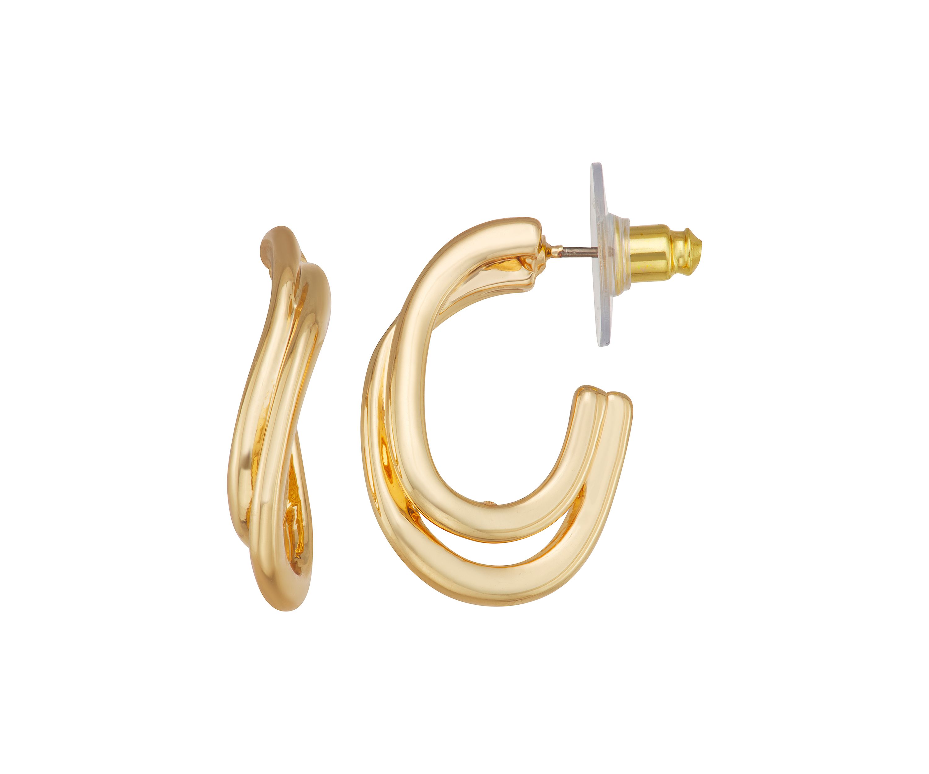 Gold Tone C Hoop Earrings