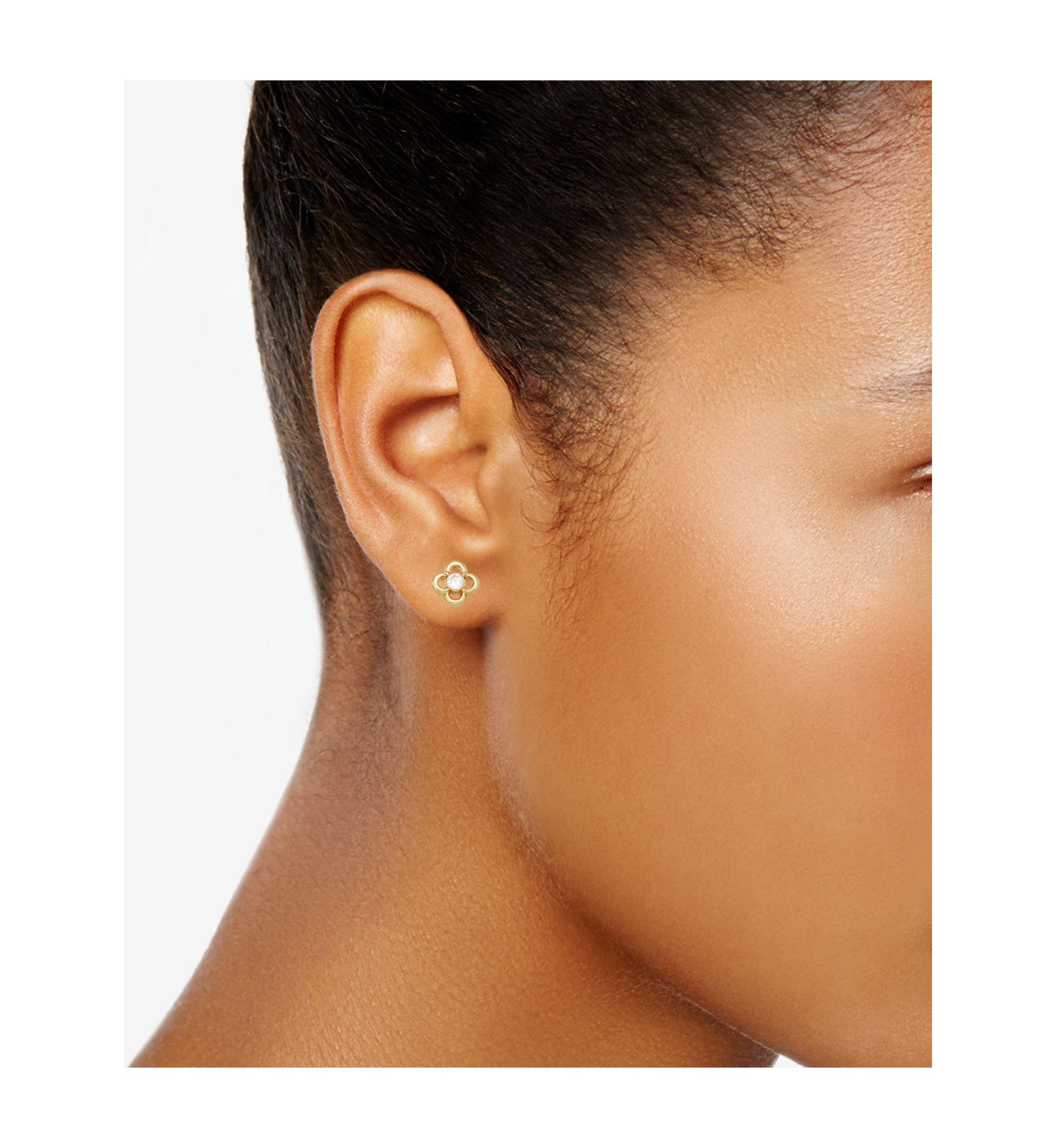 Gold Tone Crystal Stud Hoop Trio Earring Set