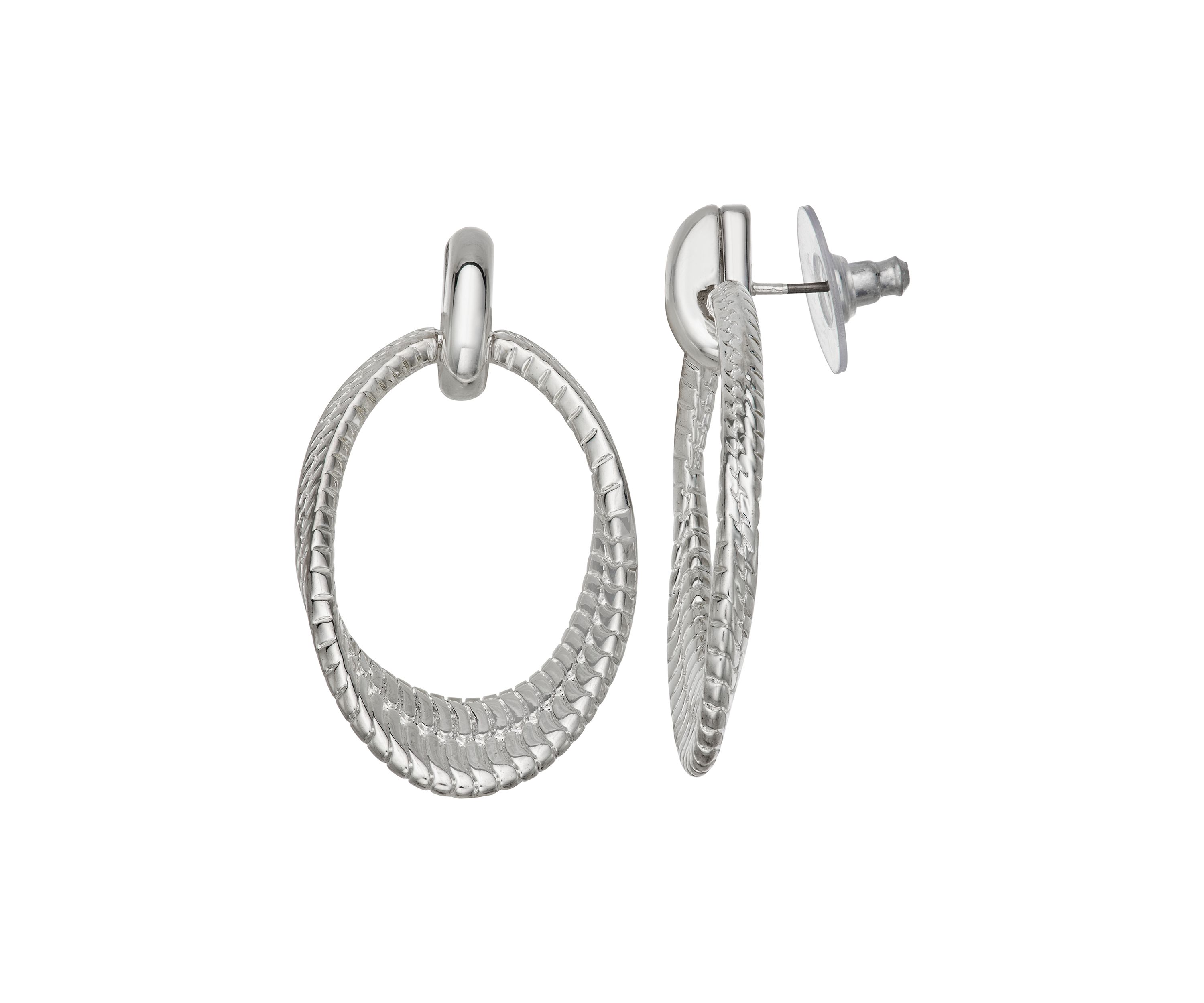 Silver Tone Twisted Drop Earrings