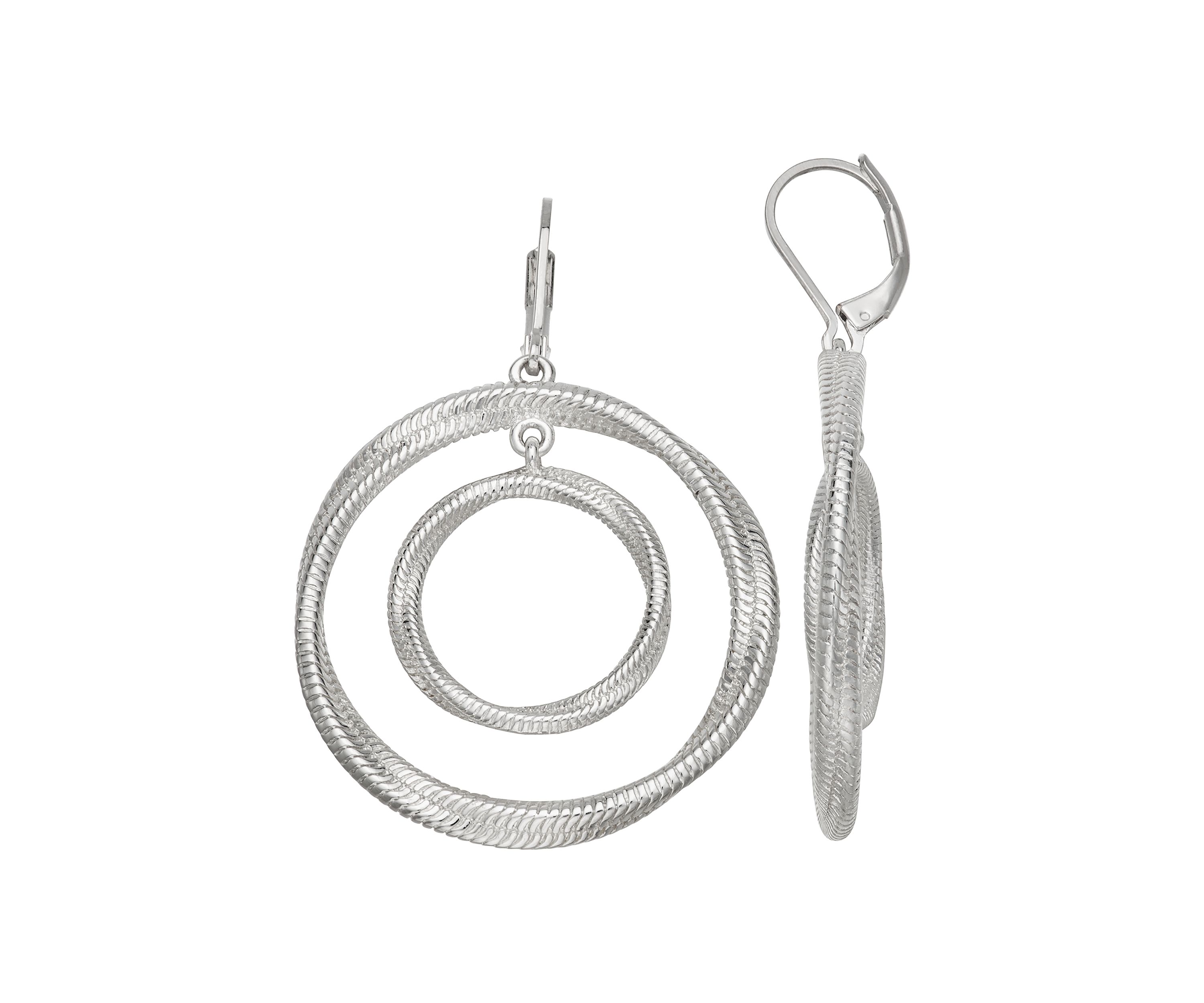Silver Tone Twisted Orbital Earrings