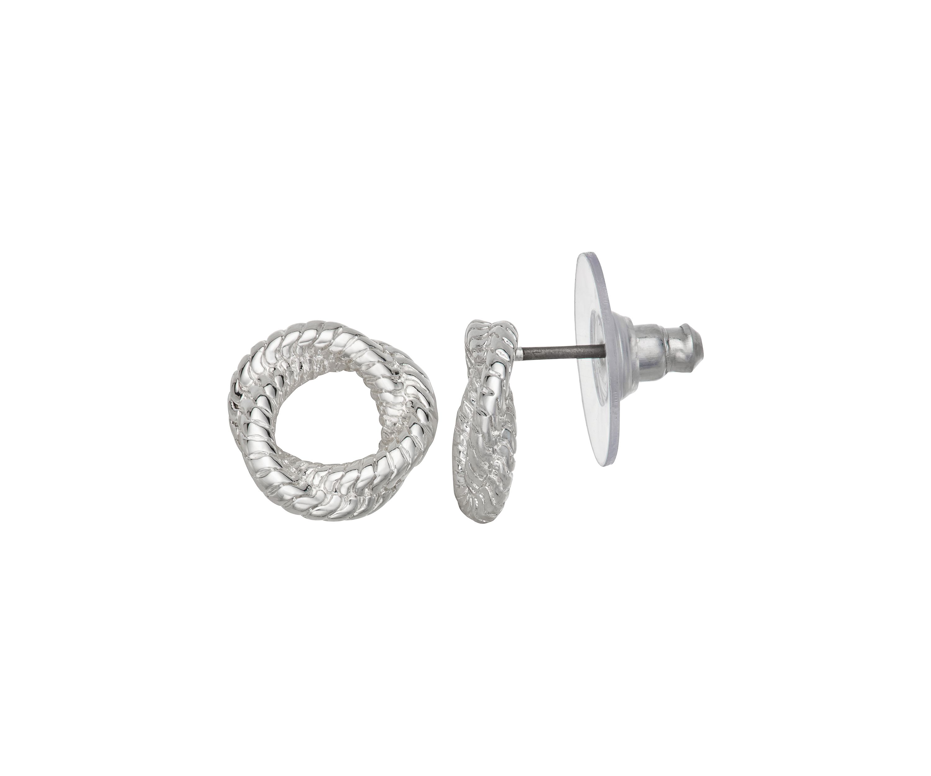 Silver Tone Twisted Stud Earrings