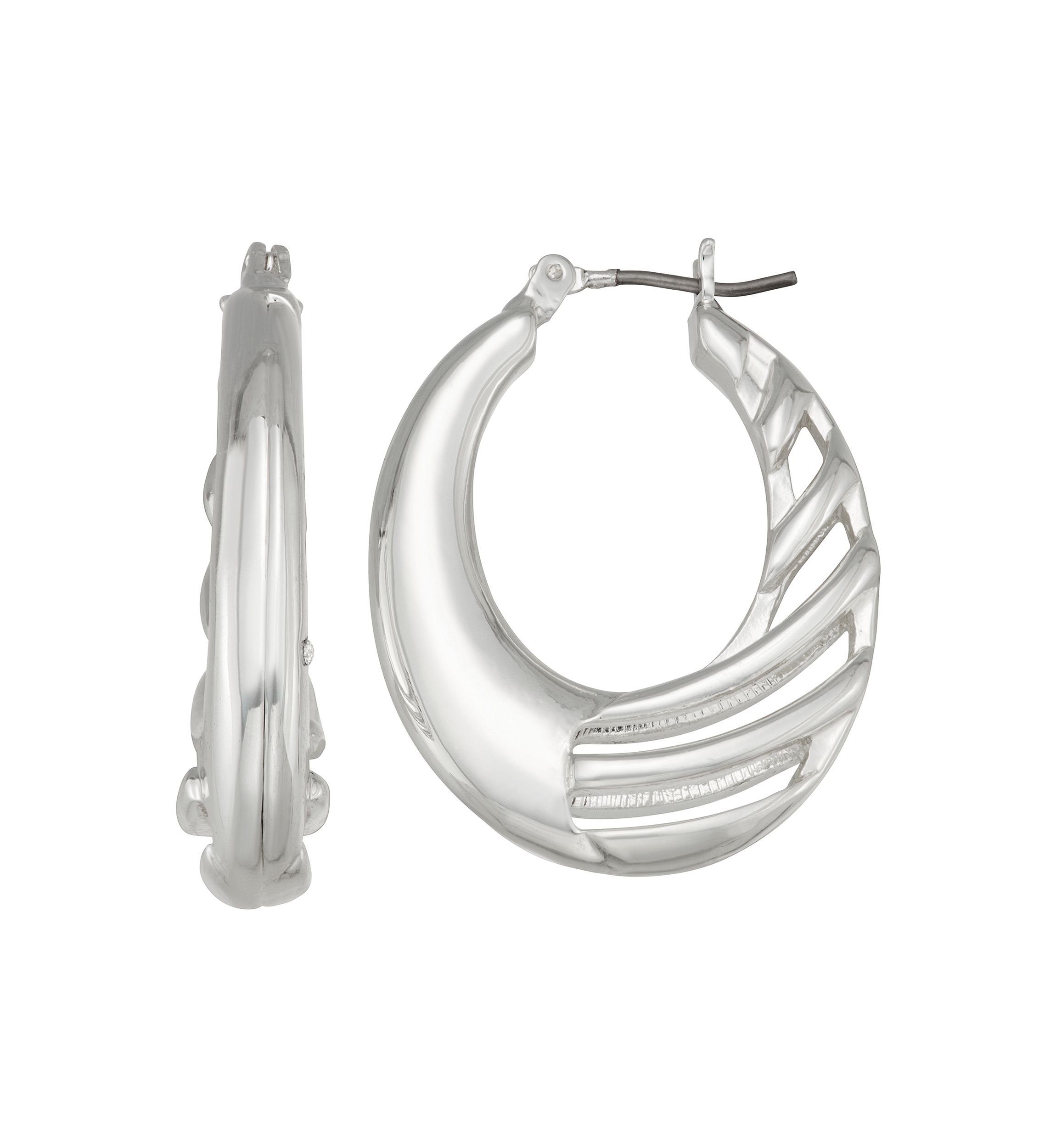 29 Millimeter Silver Tone Hoop Earrings