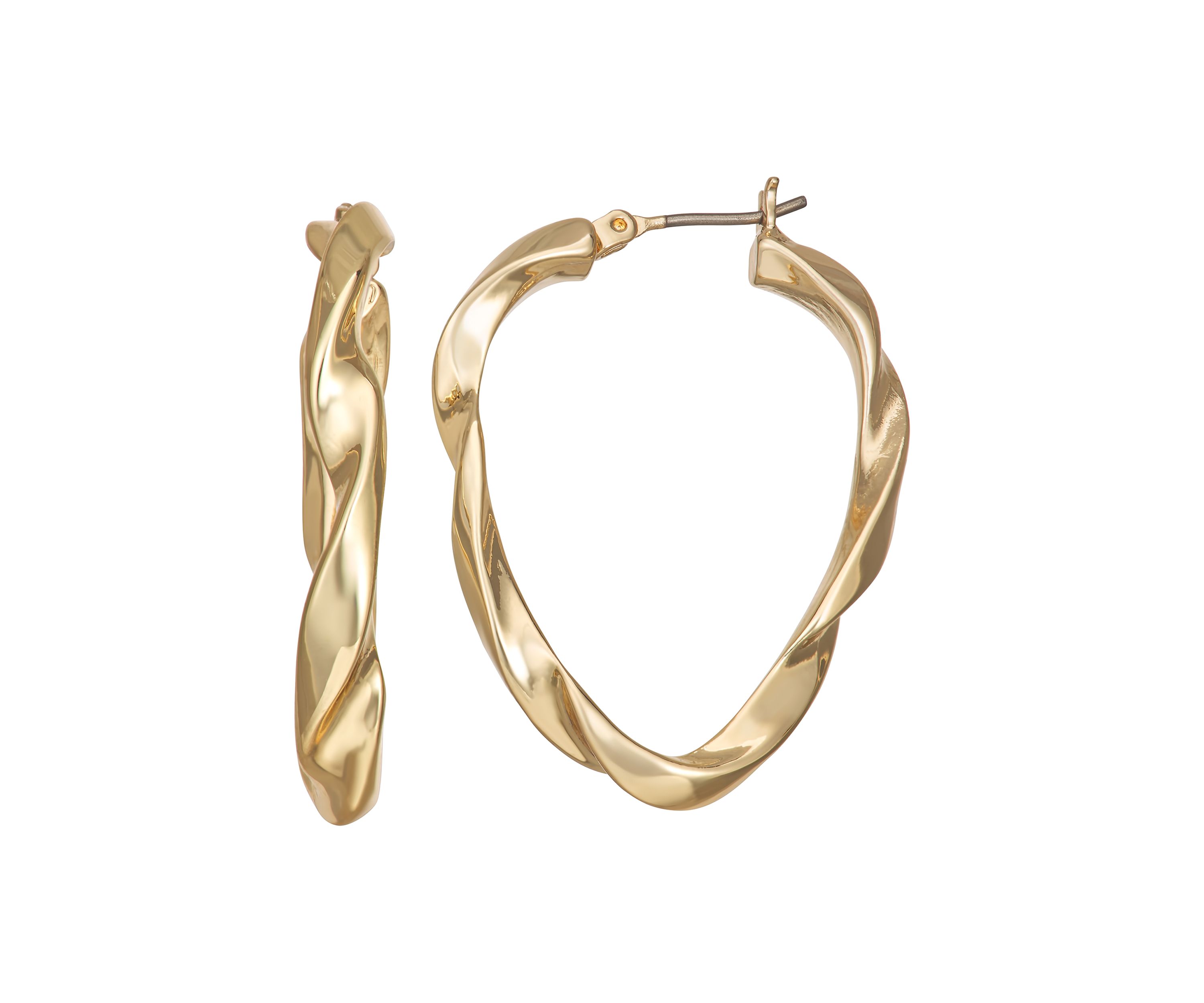 34 Millimeter Gold Tone Butterfly Oval Hoop Earrings