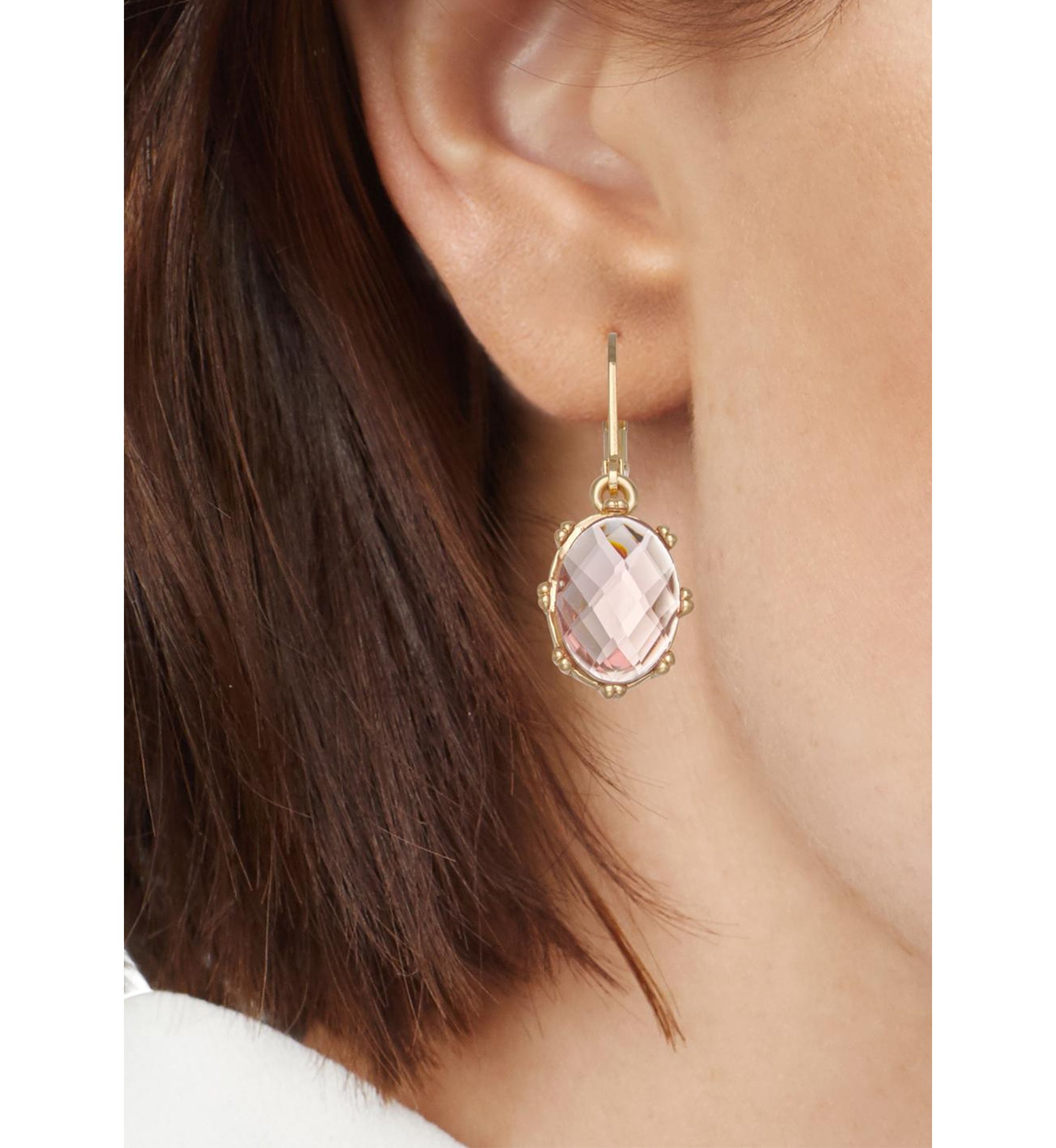 Gold Tone Vintage Rose Drop Earrings
