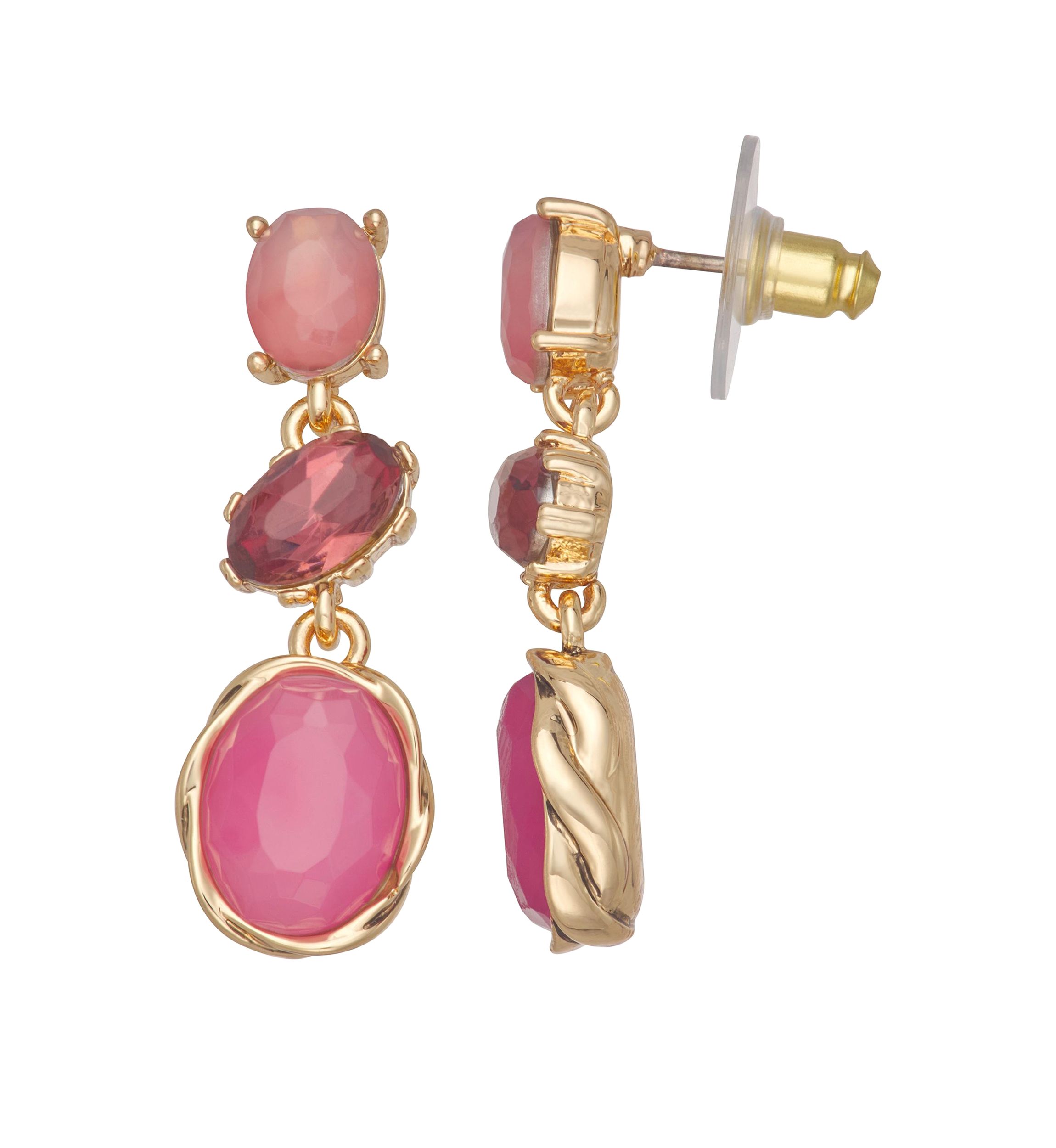 Gold Tone Berry Sweet Multi Linear Earrings