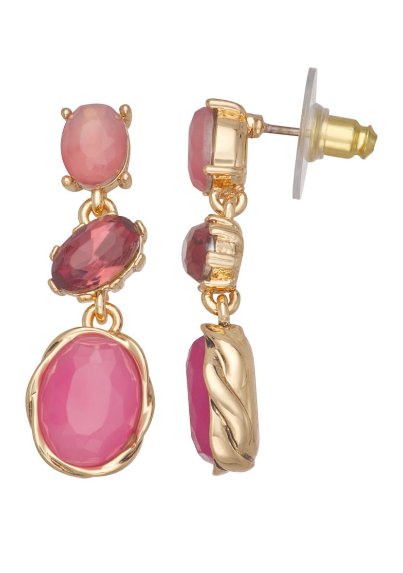 Gold Tone Berry Sweet Multi Linear Earrings