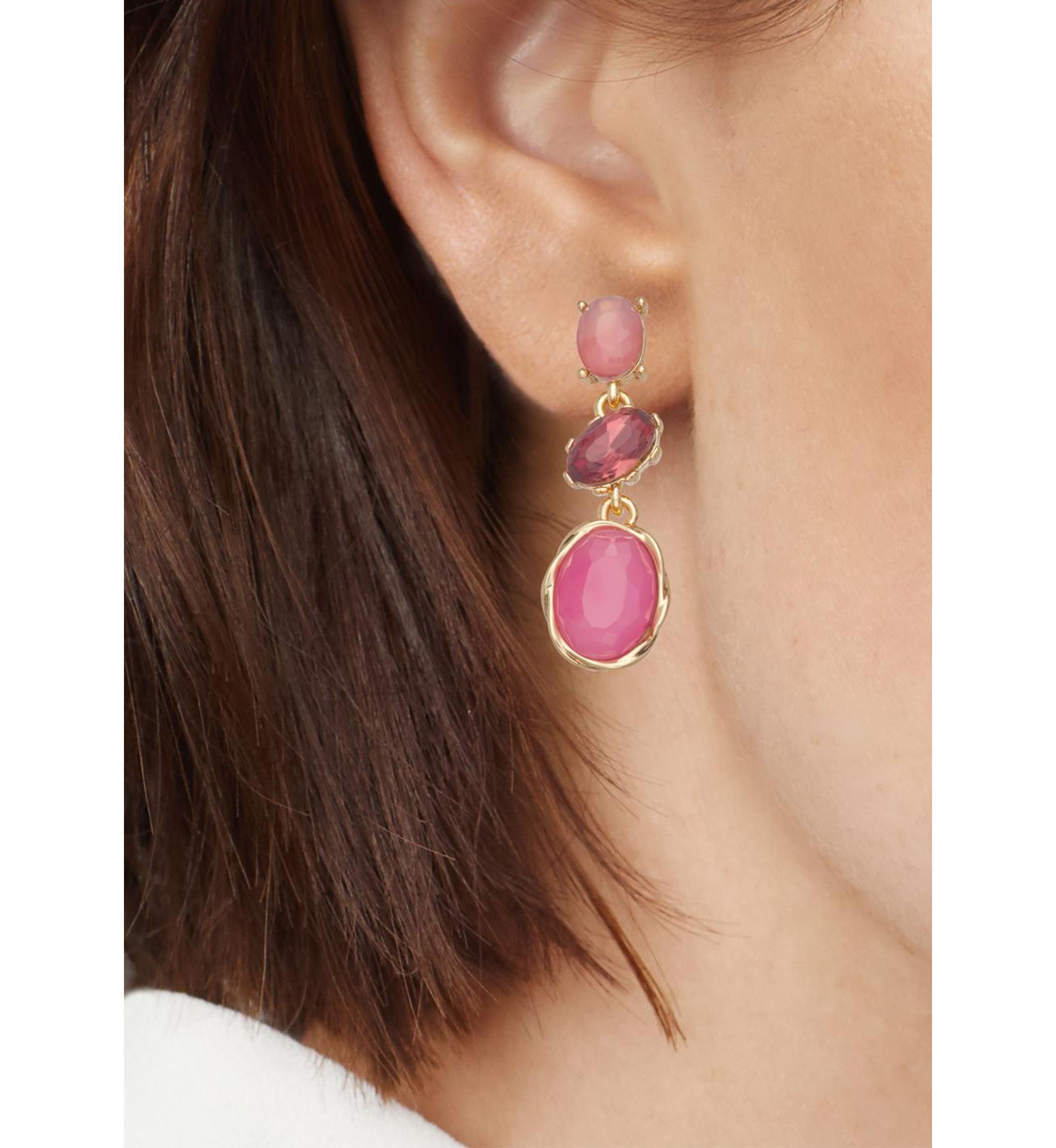 Gold Tone Berry Sweet Multi Linear Earrings