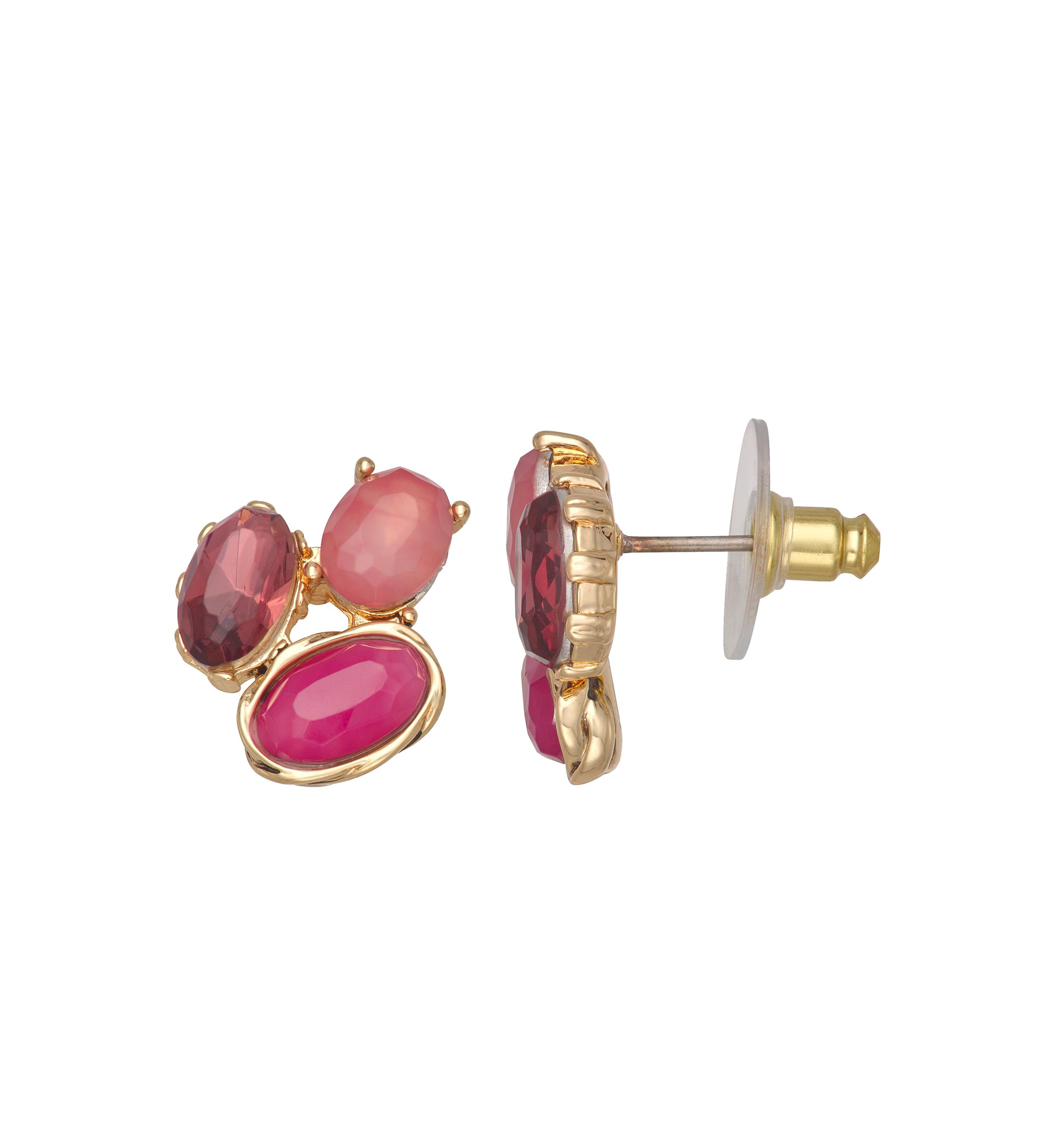 Gold Tone Berry Sweet Multi Stud Earrings