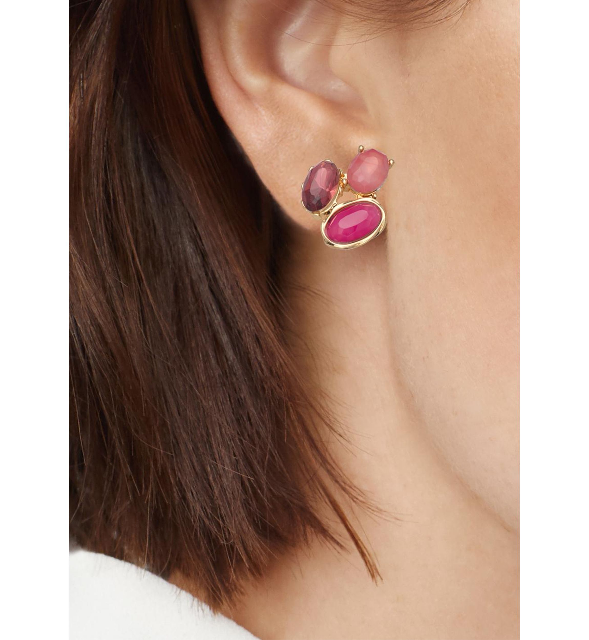 Gold Tone Berry Sweet Multi Stud Earrings